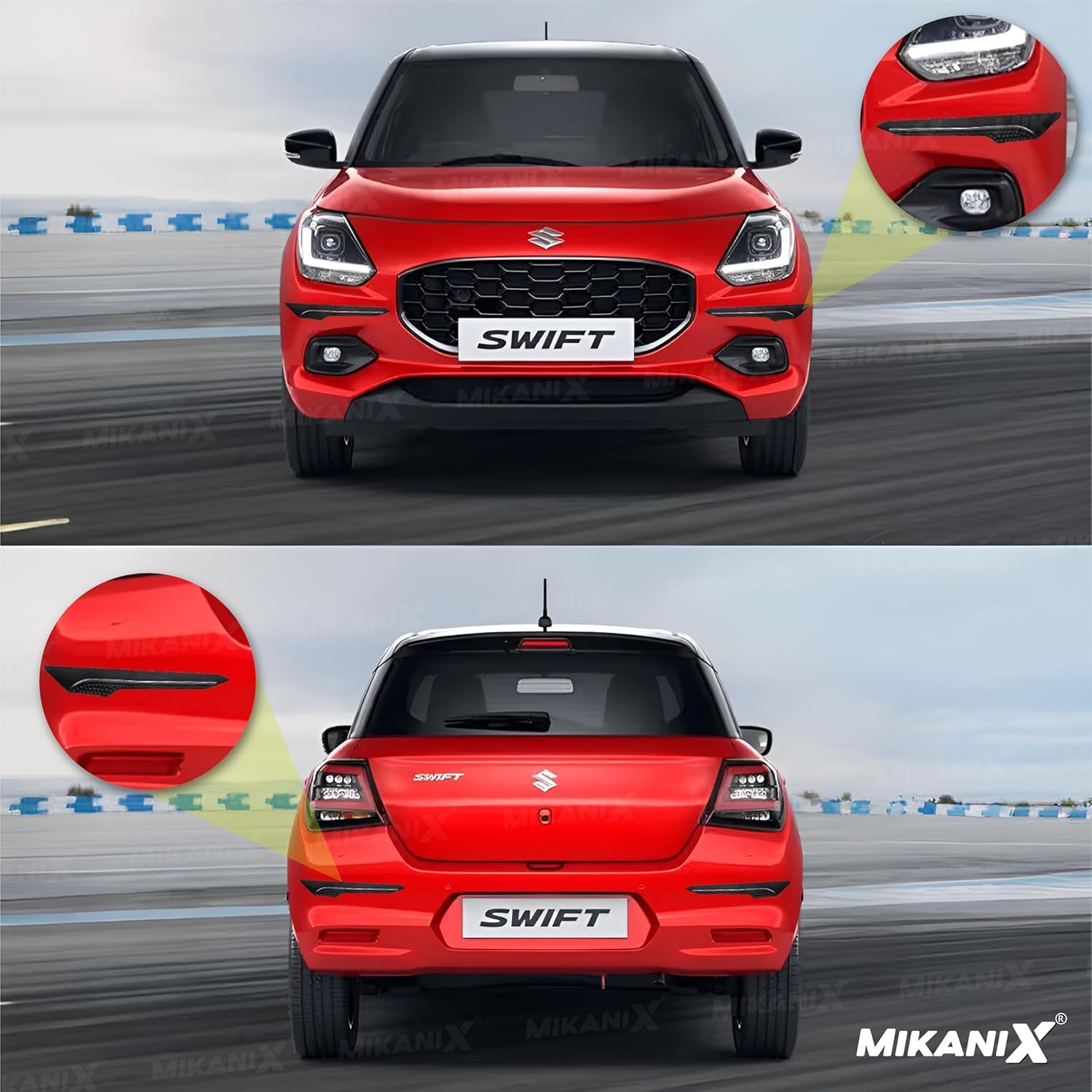 MIKANIX Car Bumper Protector/Guard Strap Anti-Scratch, Shockproof & Stylish Guard Universal for All Car Pack of 4