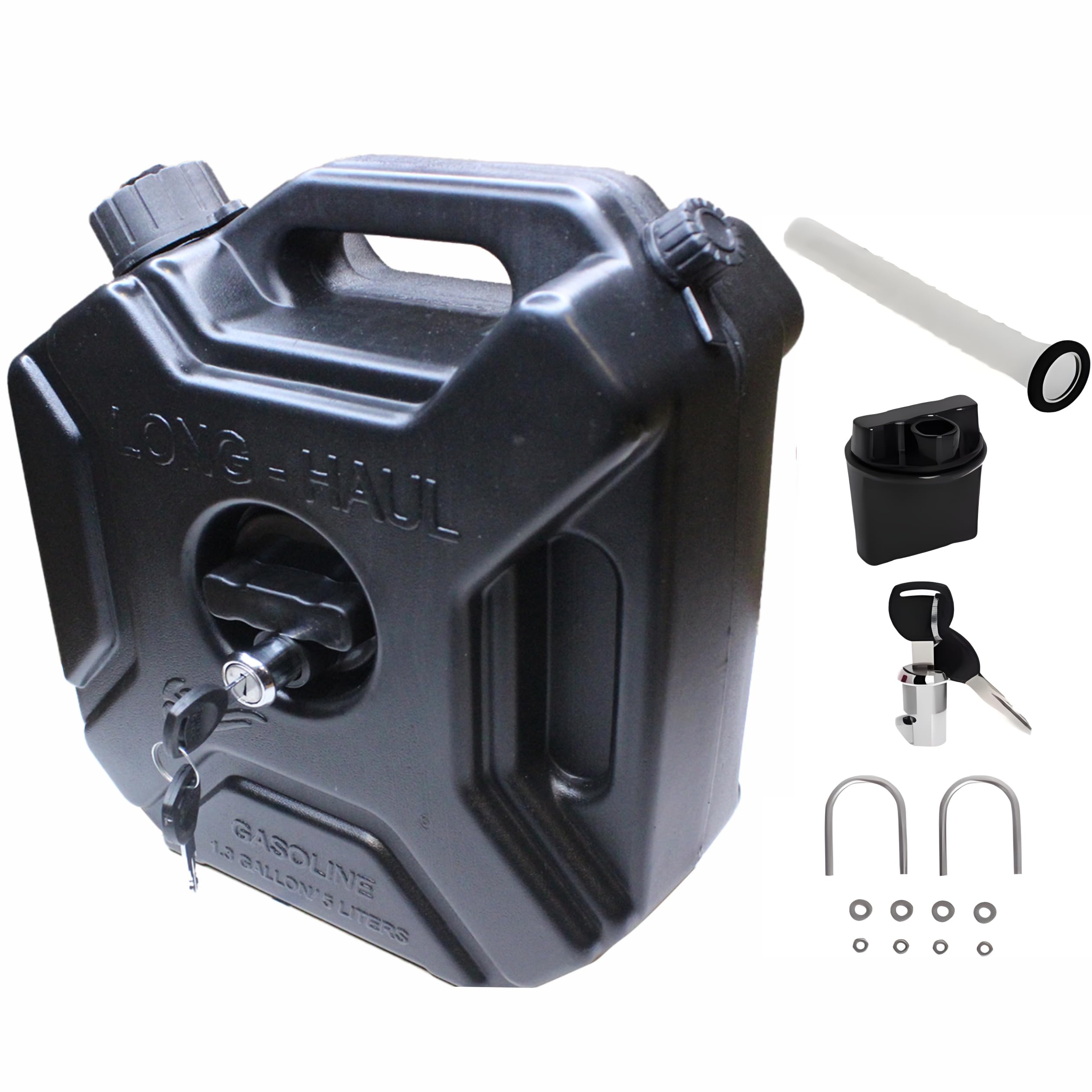 OBEROI'S TRADERS Universal 5 Liter Fuel Jerry Can With Clamp and Cap For Motorcycle, Car, SUV and Thar