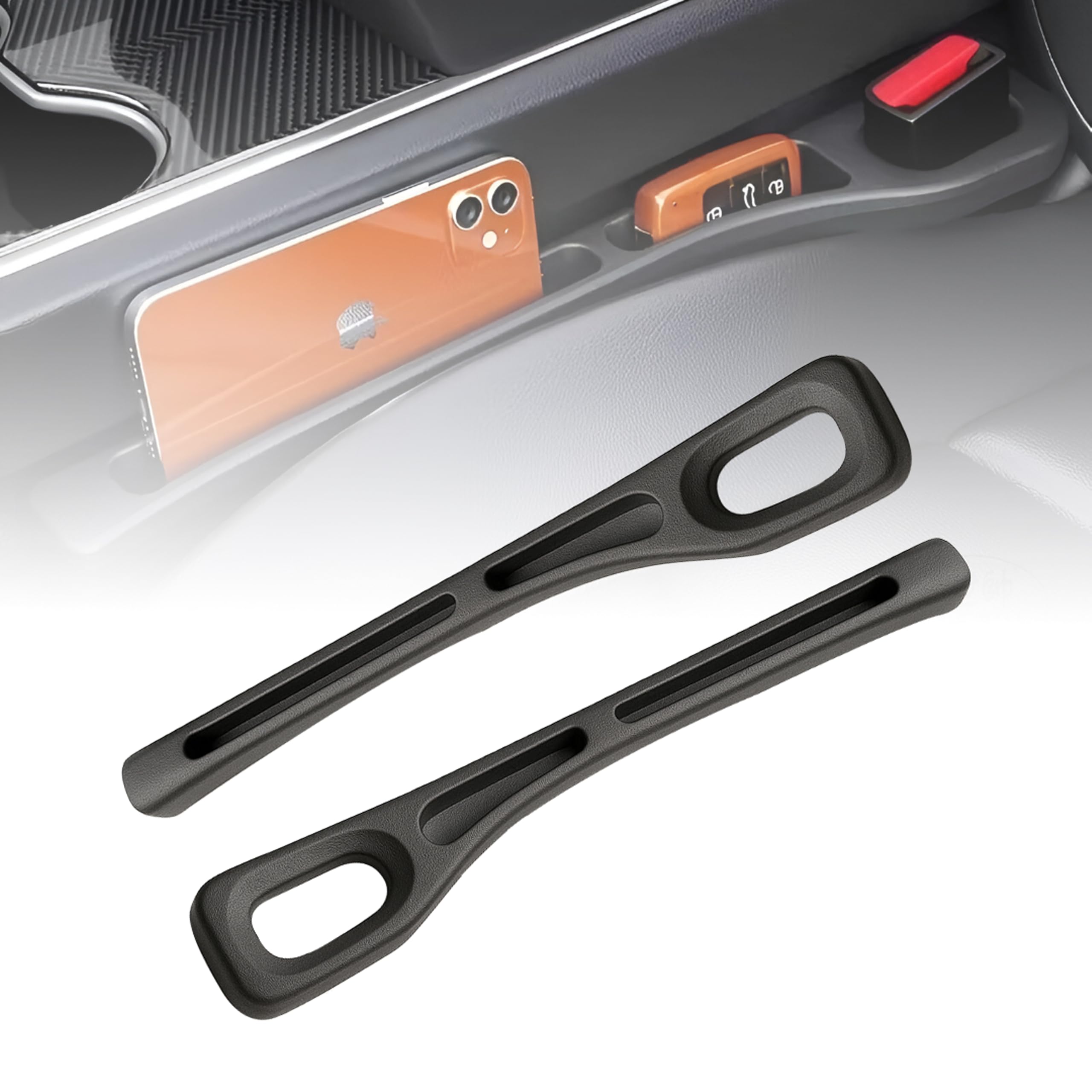MIKANIX Car Seat Gap Filler Organizer | EVA Side Catcher with Phone Holder | Universal Fit for Cars, Trucks & SUVs | Car Seat Accessories (Pack of 2)