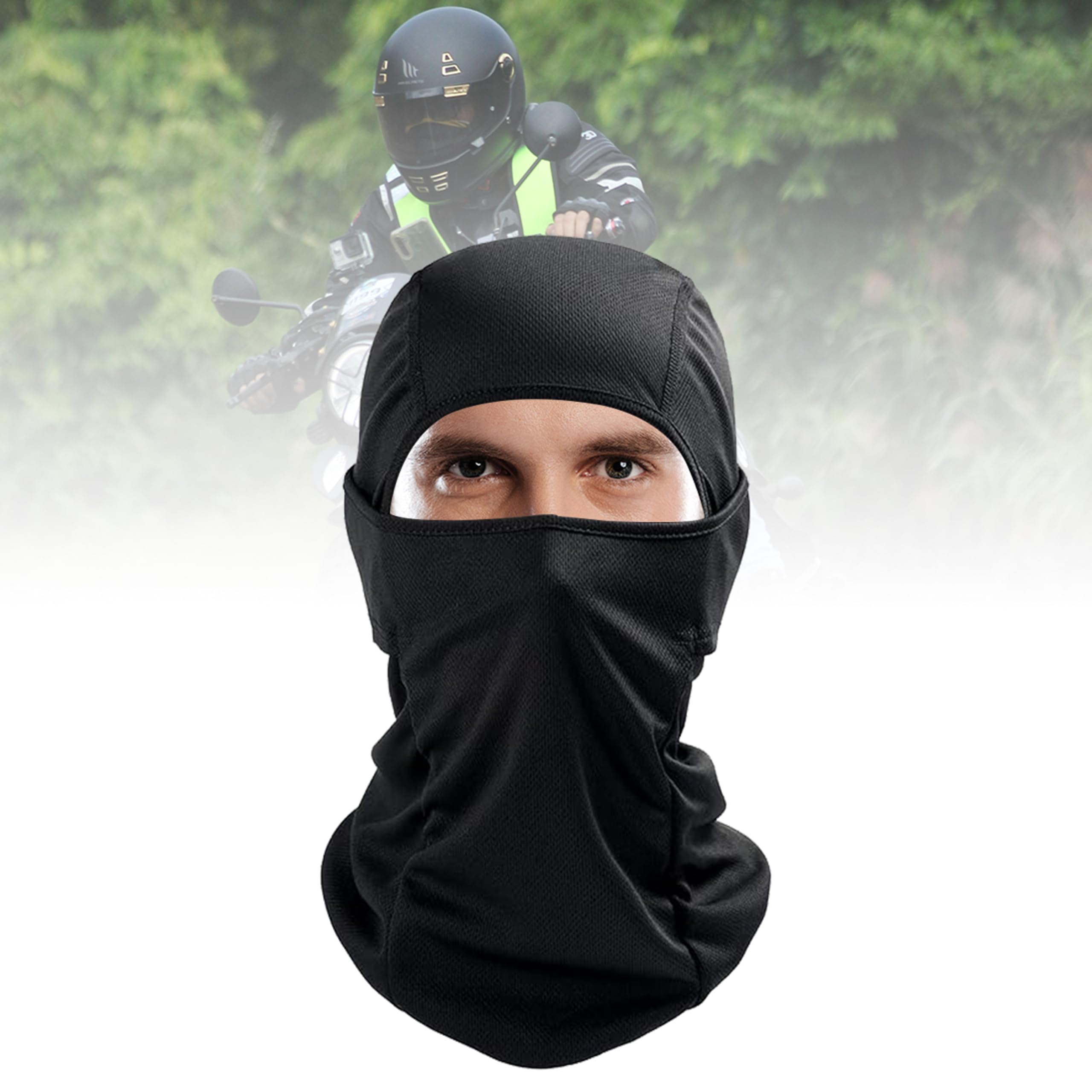 OBEROI'S TRADERS Men's Balaclava, Arm Sleeves & Skull Cap Combo for Bike Riding, Motorcycling, Outdoor Sports. Washable, Dust Protection, UV Protection, Adjustable, Free Size, Comfortable, Black