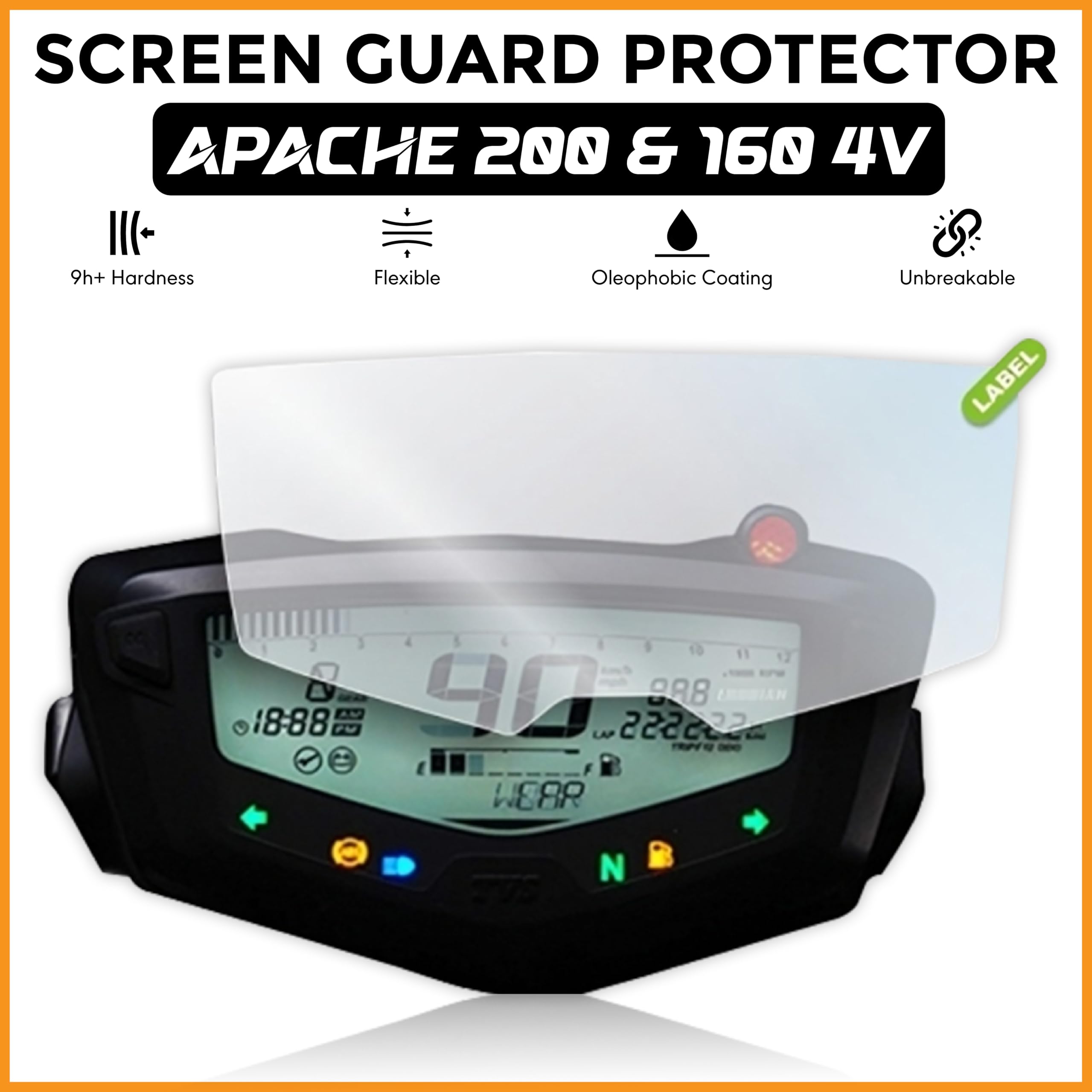 MIKANIX Speedo Meter Display Screen Tempered Glass Guard Anti Scratch Protector Compatible for TVS Apache 160 4V & 200