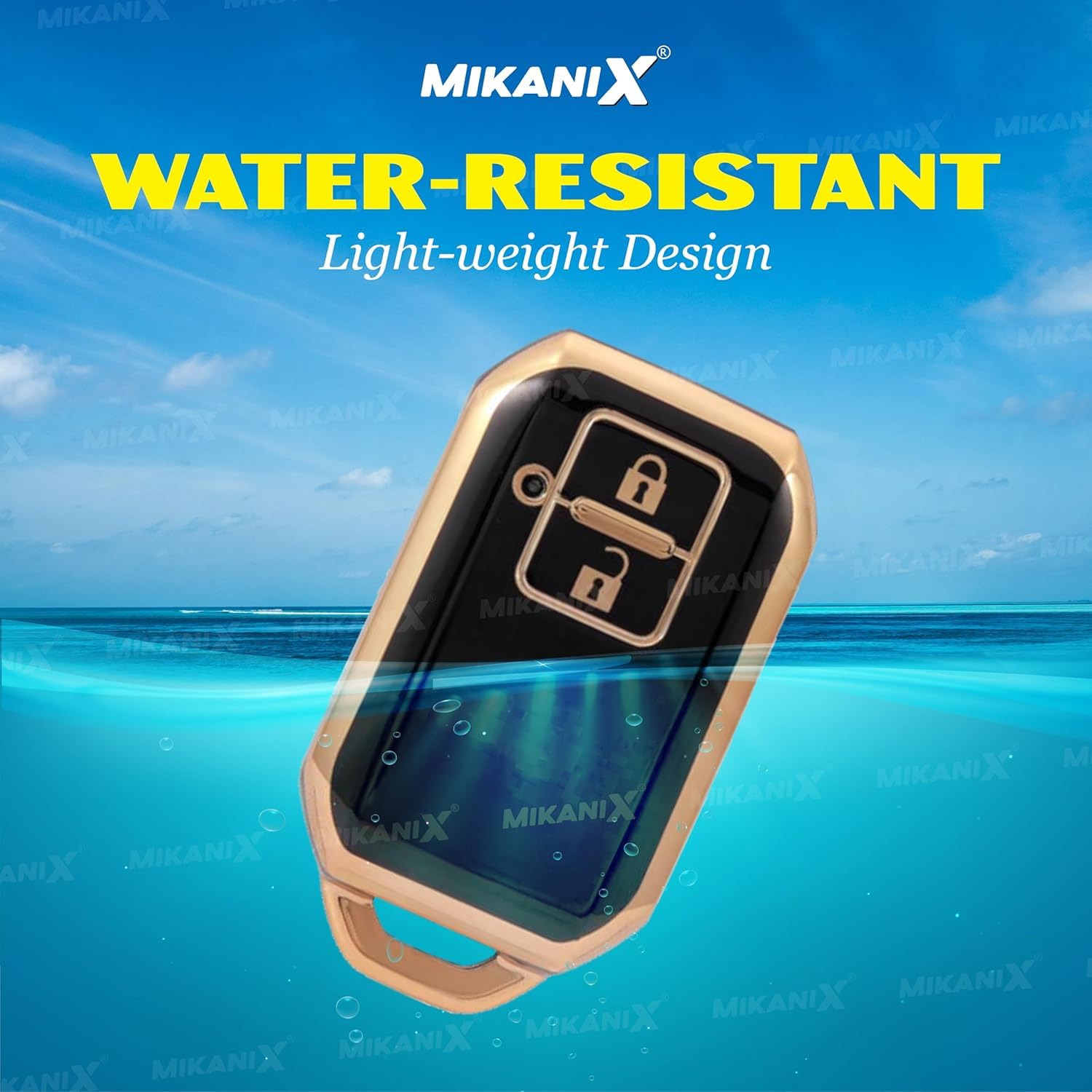 MIKANIX Premium Key Cover Compatible with Innova Crysta|Hycross Land Cruiser|Hilux|Toyota Hycross Innova 2-Button Smart Key | Elegant Black & Gold Protective Case Shell (Pack of 2)