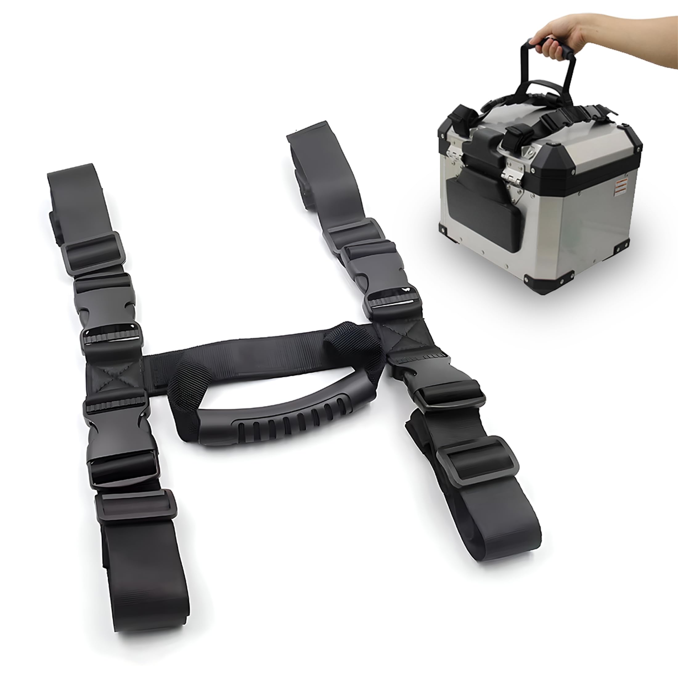 OBEROI'S TRADERS Universal Motorcycle Side Box Carrying Handle Strap | Heavy Duty Adjustable Luggage Lifter Belt for Side Luggage | Side Box Lifter for Bike Touring & Travel – Easy Grip Handle