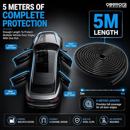 MIKANIX White Car Door Edge Guards Flexible U Shape Rubber Car Door Protector Strip, No Glue Universal Fit Weatherstripping for Cars