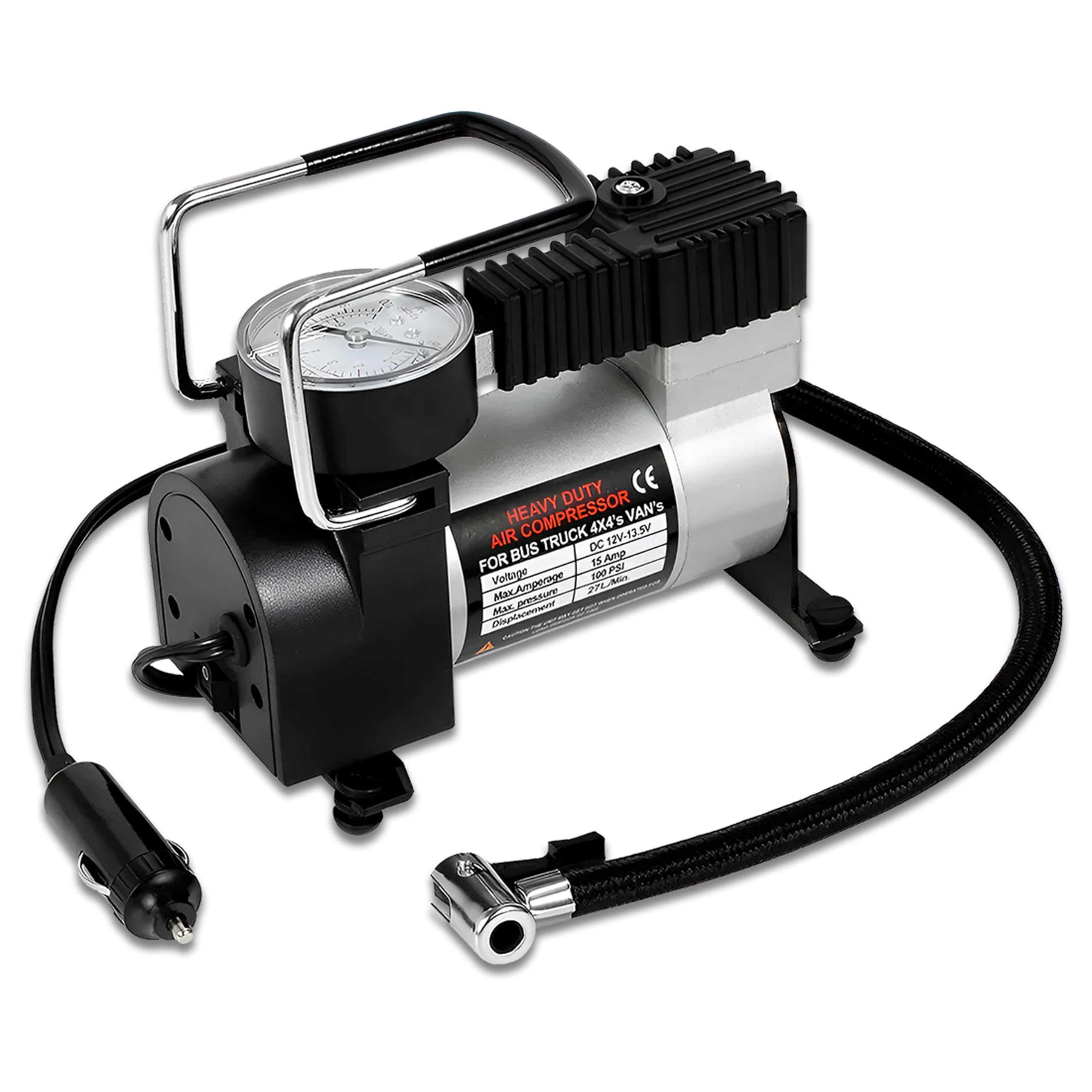 OBEROI'S TRADERS Tyre Inflator Air Pump Compressor (150 PSI) with Pressure Gauge for Car, Bike, Trucks, Bus, Auto & Van | Portable Car Tier Exterior Accessories Tool