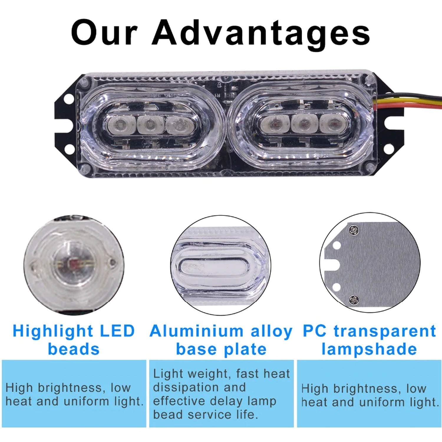 MIKANIX Police LED Light Red/Blue Flasher/Blinker Strobe Bar Emergency Light for Bikes & Car Interior Light, License Plate Light, Tail Light Motorbike, Car, Van LED