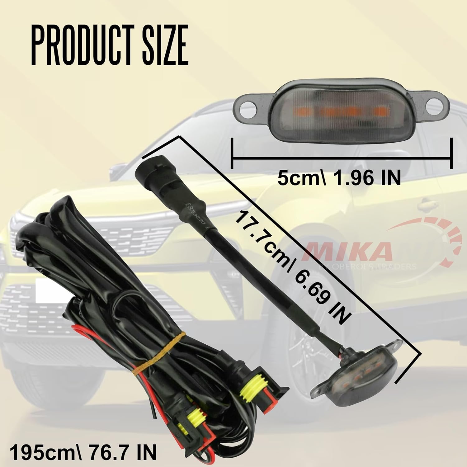 MIKANIX Car Grill Smoked Shell LED Light/Lamp with Fuse Adapter Wiring Harness Kit for All Cars