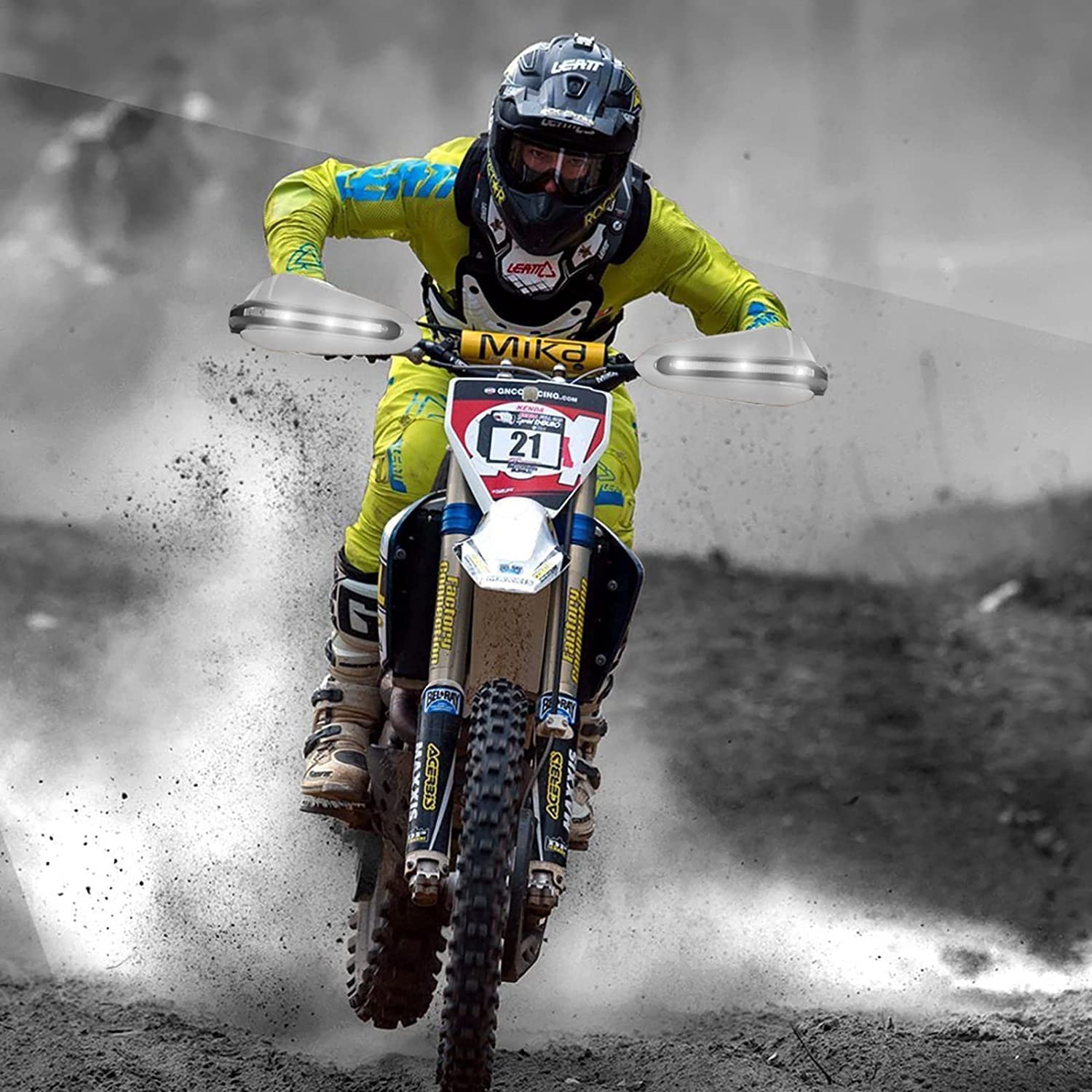 MIKANIX Motorcycle Universal Hand Guard/Brake, Clutch Lever Guard/Wind Deflector With Drl Led Light For All Bikes