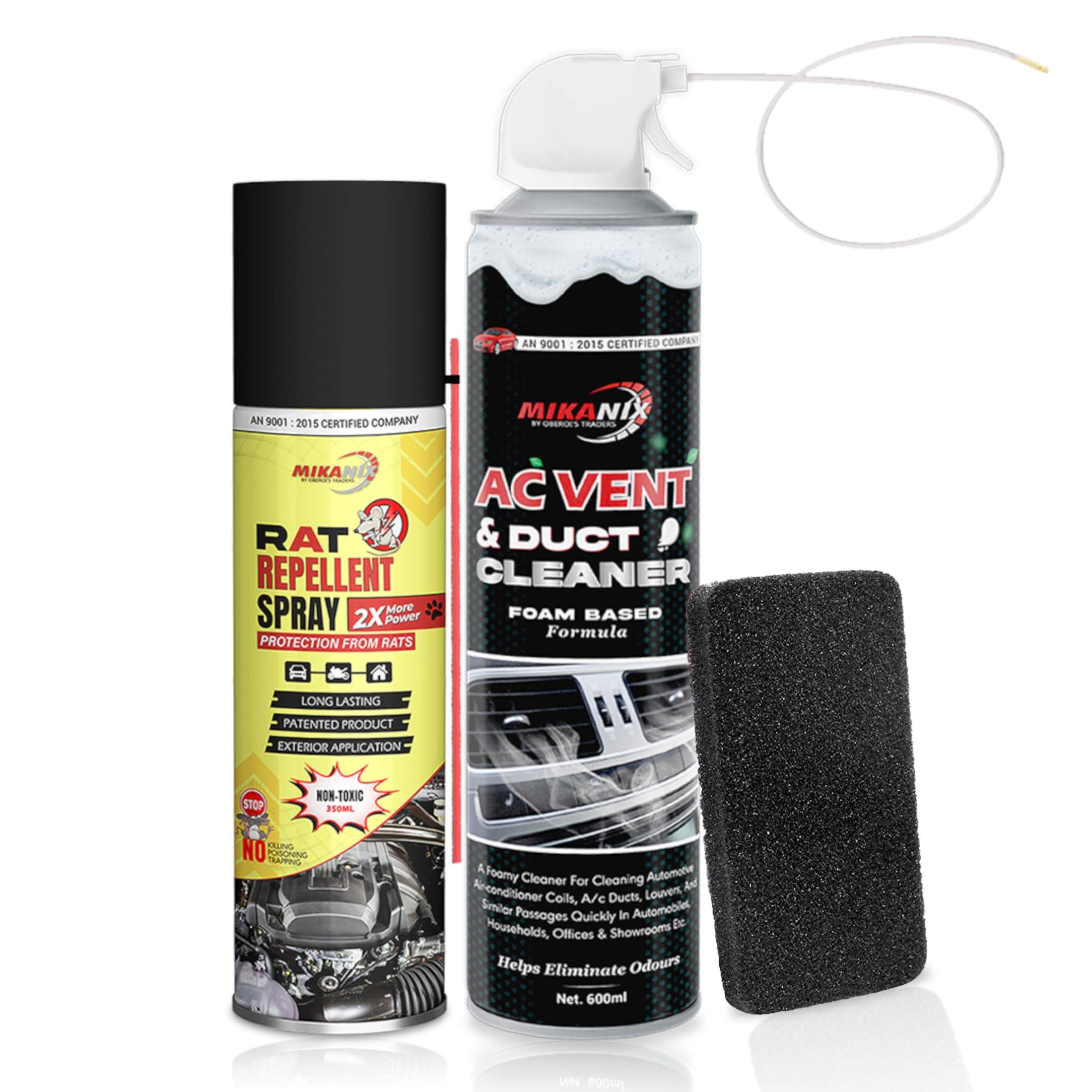OBEROI'S TRADERS Combo of Car AC Vent & Duct Cleaner Foam Spray + Rat Repellent Rodent Spray | Removes Dust and Mould From AC | Protects Wires in Car, Bike and Home