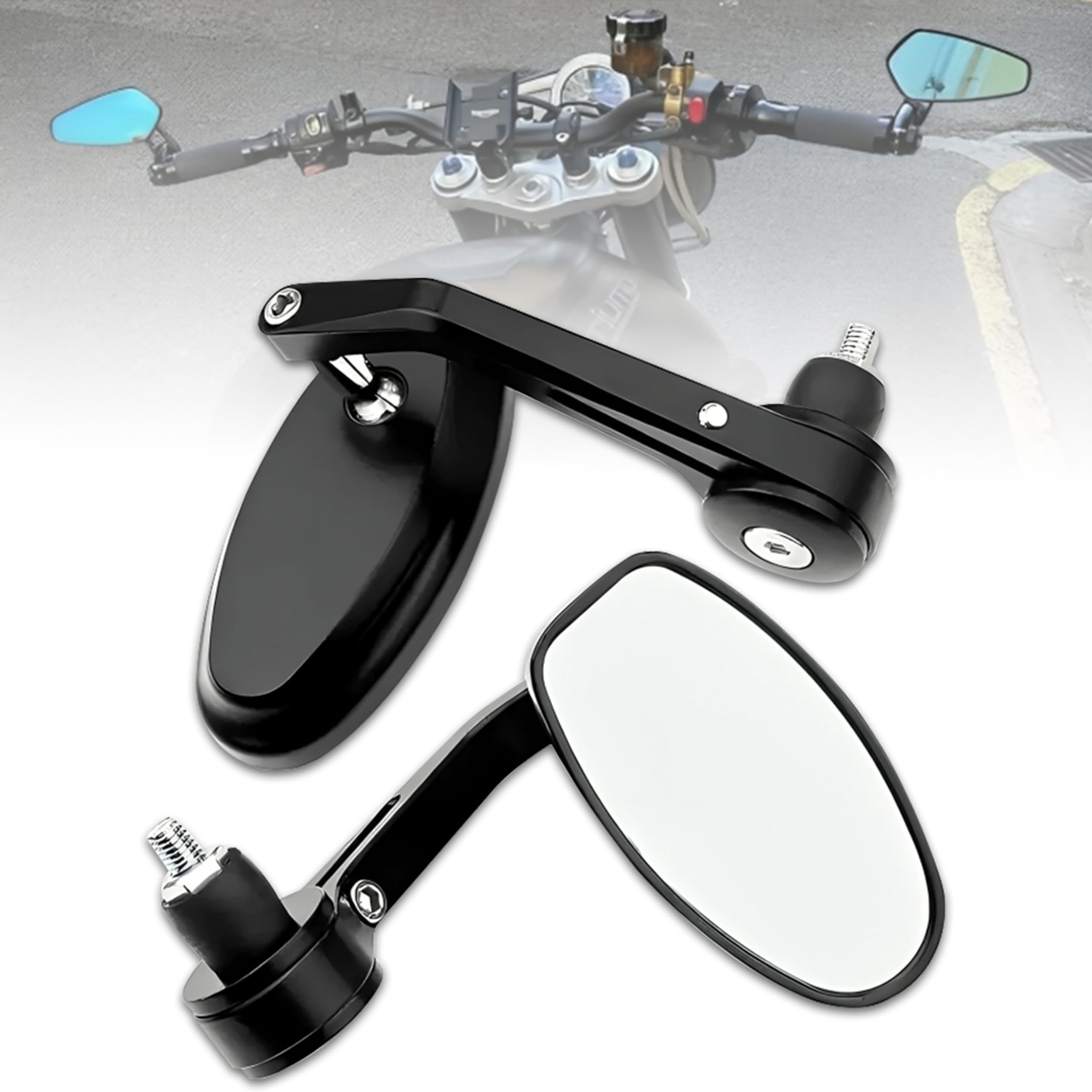 MIKANIX Universal and Adjustable Handlebar Rear View Mirror for Bikes and Motorcycles