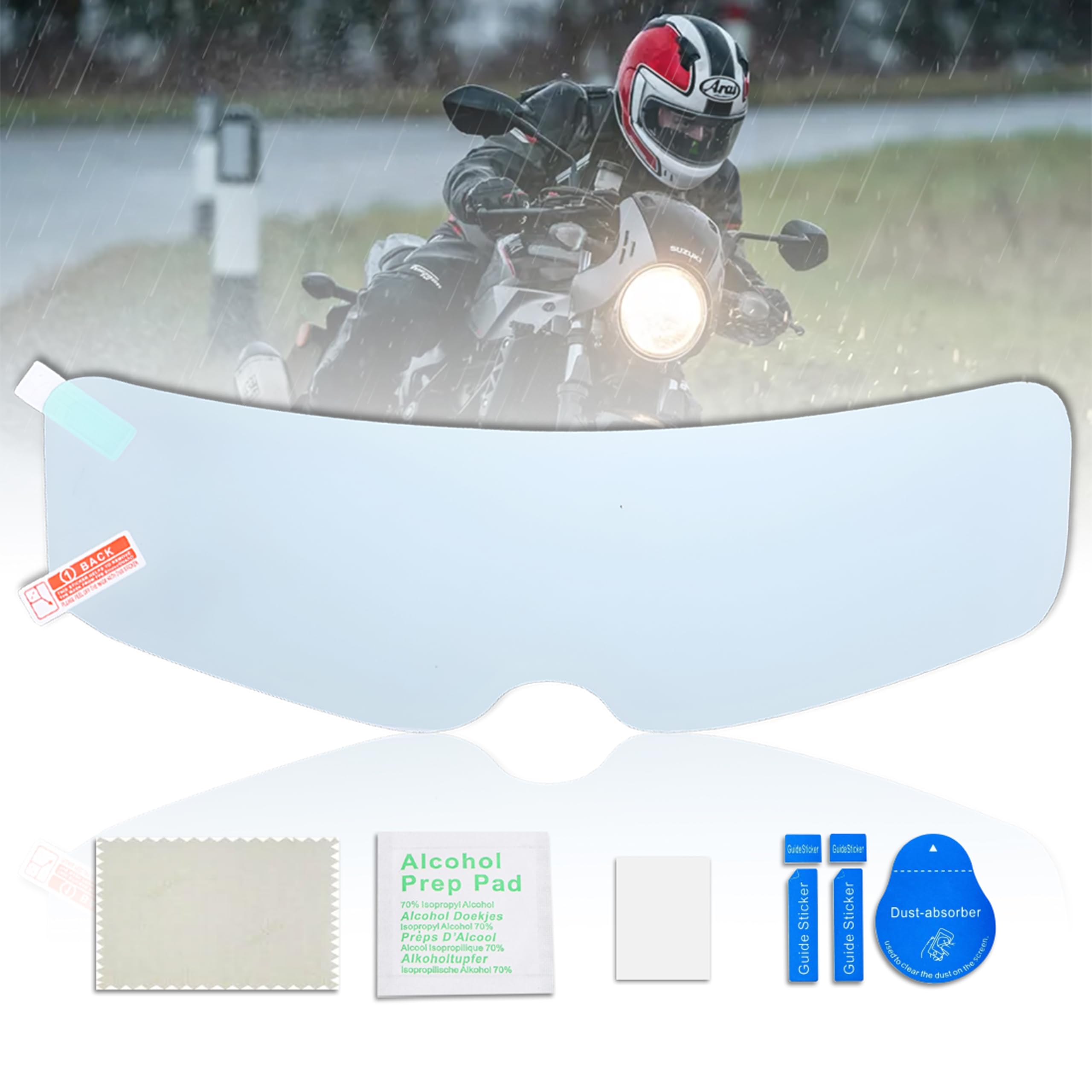 MIKANIX Bike Helmet Visor Anti Rain Film Screen Guard Tempered For Clear Visibility During Rainy Days