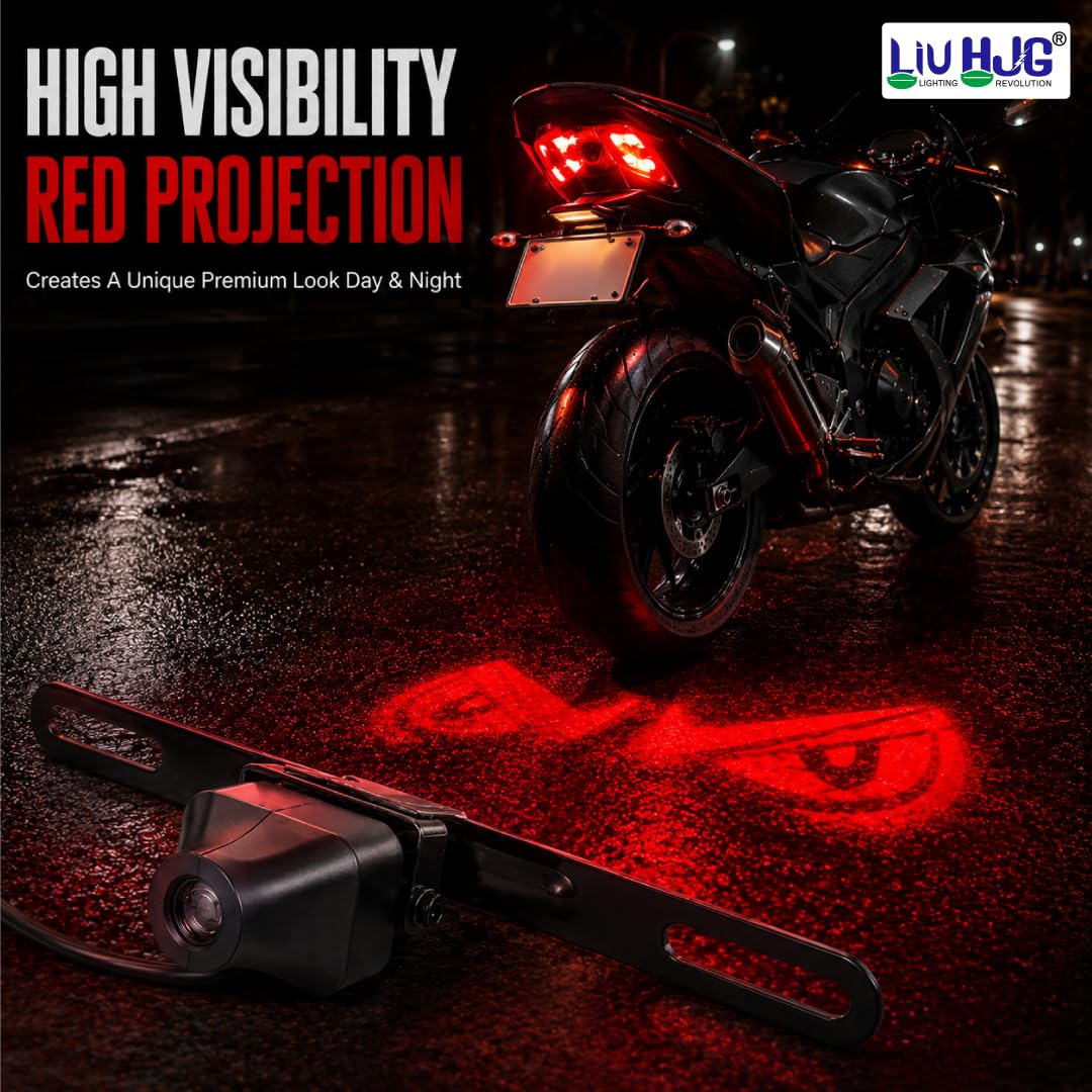 MIKANIX Devil Eye Shadow Projector, Universal Fit LED Ground Projection Light for Bikes, Cars and SUVs, HD Optical Lens All-Weather Exterior Custom Modification Accessories