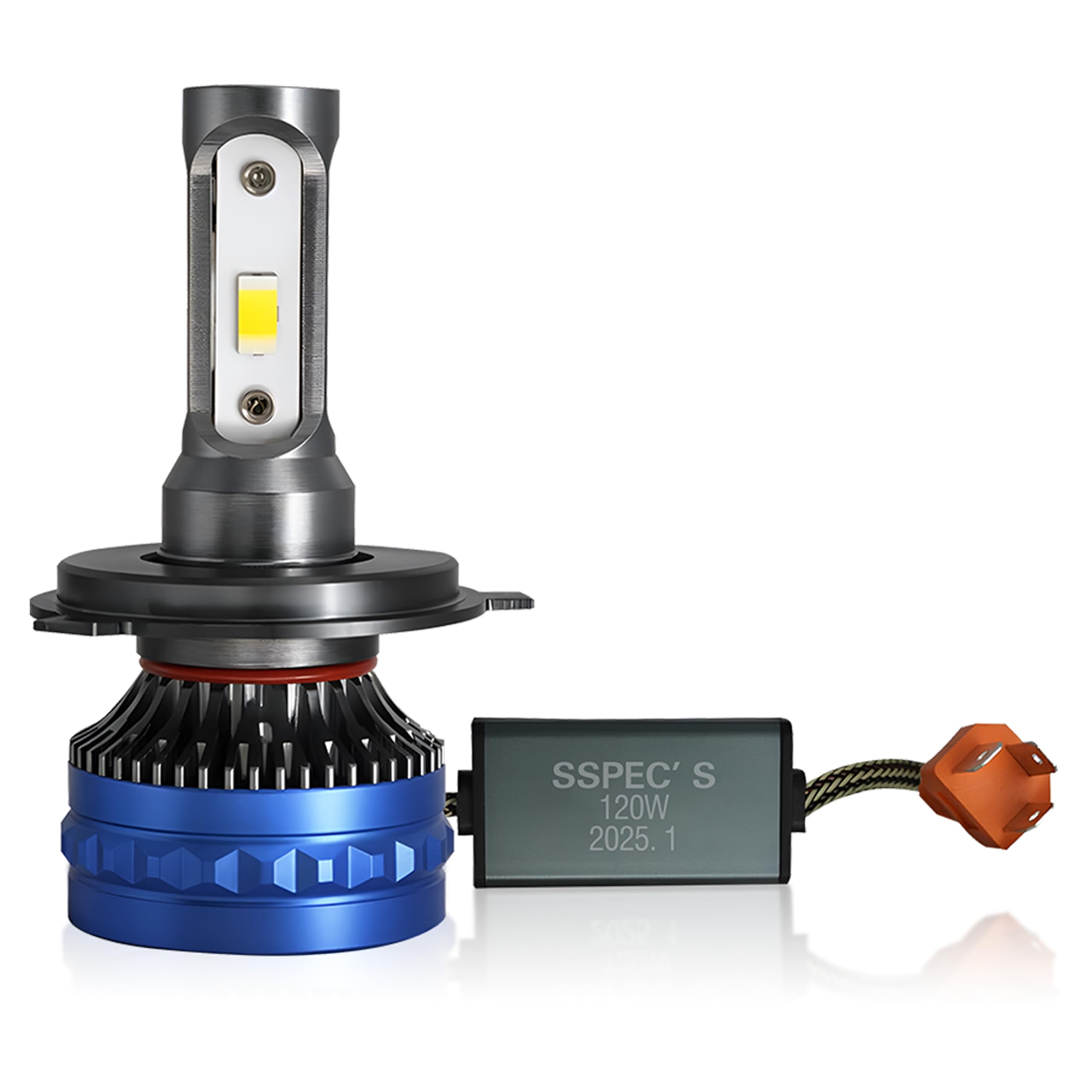 MIKANIX 1 YEAR WARRANTY Ultra Bright H4 Fitting 120 Watt LED Headlight Bulb|High And Low Beam|Lens Projector Headlamp Bulb With Cooling Fan For All Bikes & Scooters, White