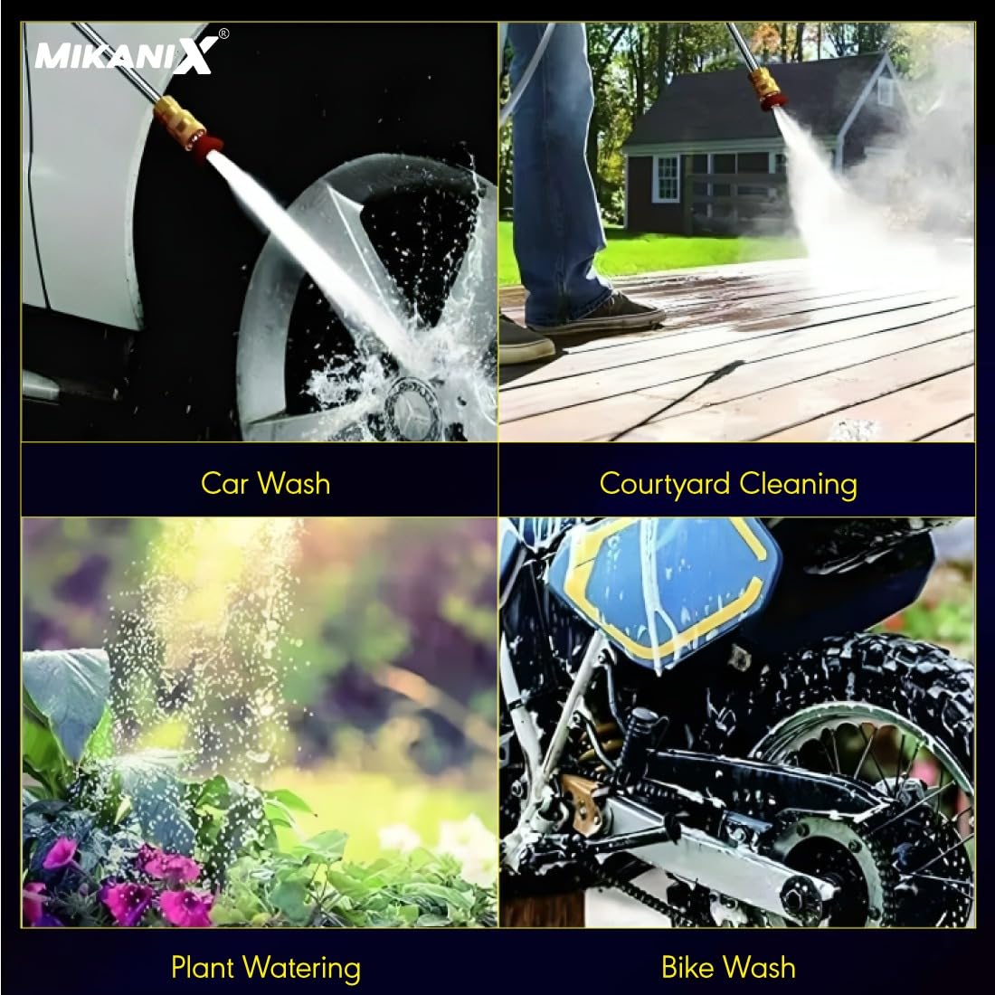 Mikanix 6 Months Warranty Portable High Pressure Car Washer Spray Gun with 2 Rechargeable 48V Battery for Vehicle Washing & Cleaning