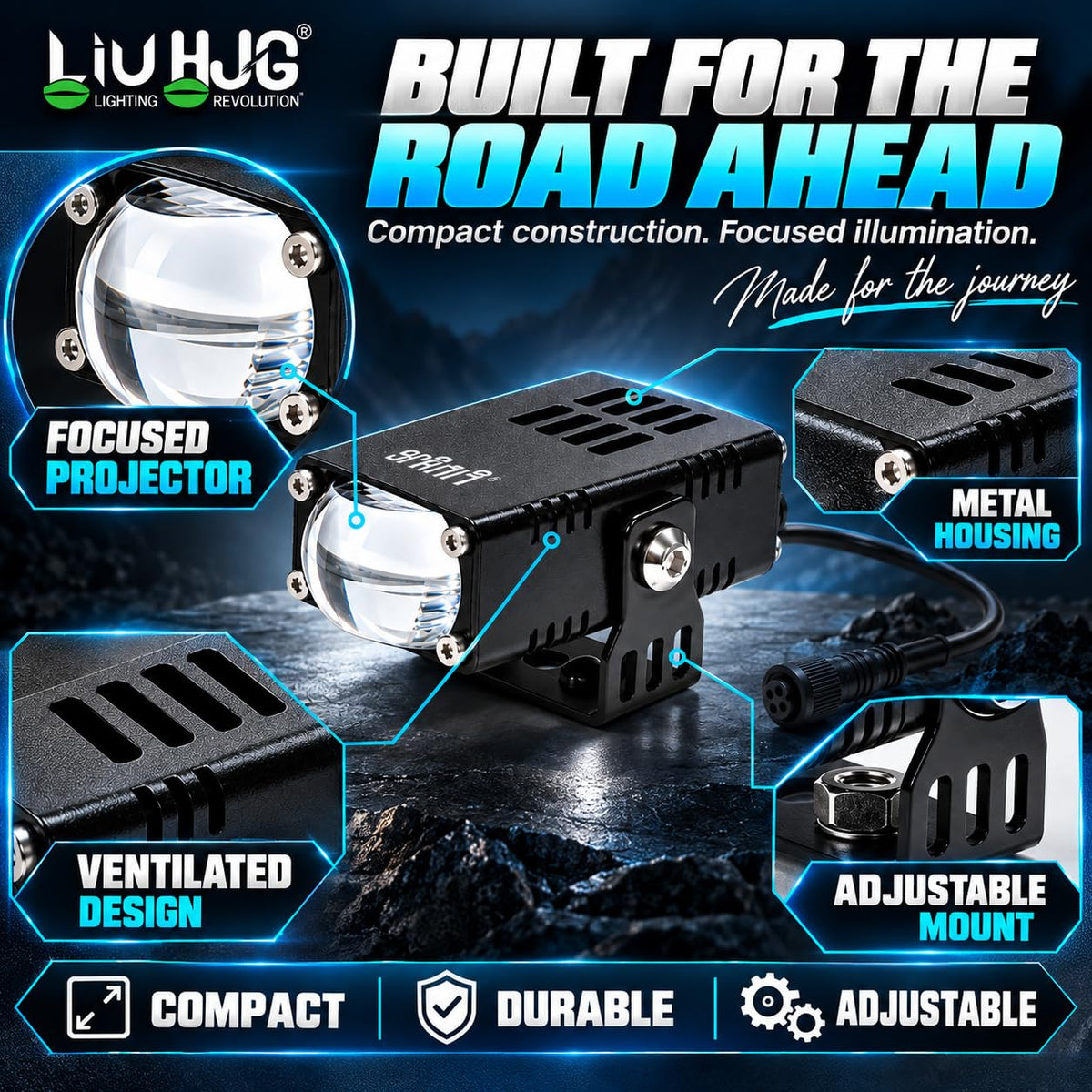 MIKANIX LIU HJG 60W Mini Driving Light | Universal LED Fog Lights for Motorcycle & Car with Devil's Eye | Super Bright Auxiliary Projector Lamp (Set of 2)