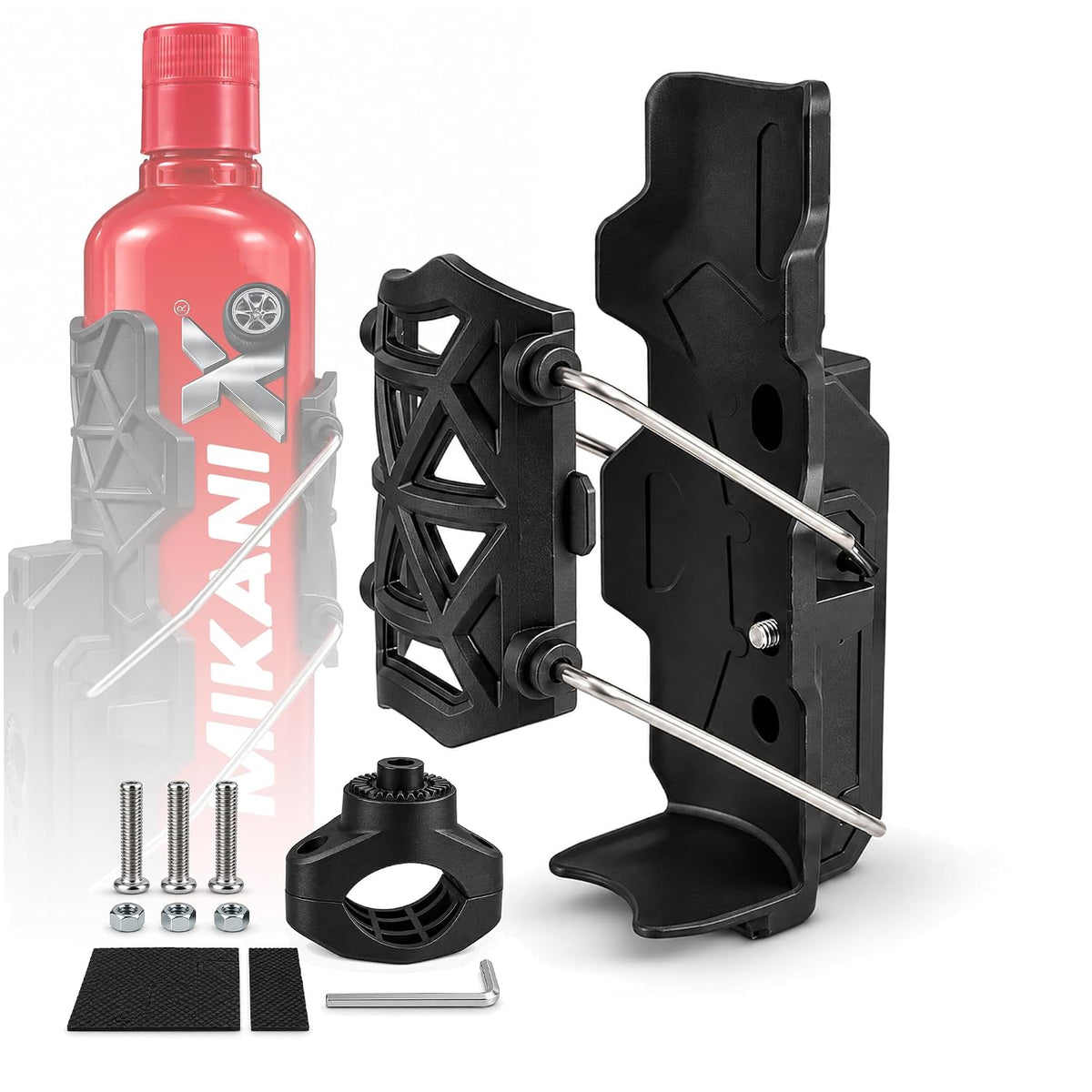 MIKANIX Adjustable Water Bottle Holder | Bottle Cage with Secure Mounting Bracket | Anti-Slip Secure Holder Heavy-Duty Bottle Stand for Bike, Cycling, Scooter, ATV & Bicycle