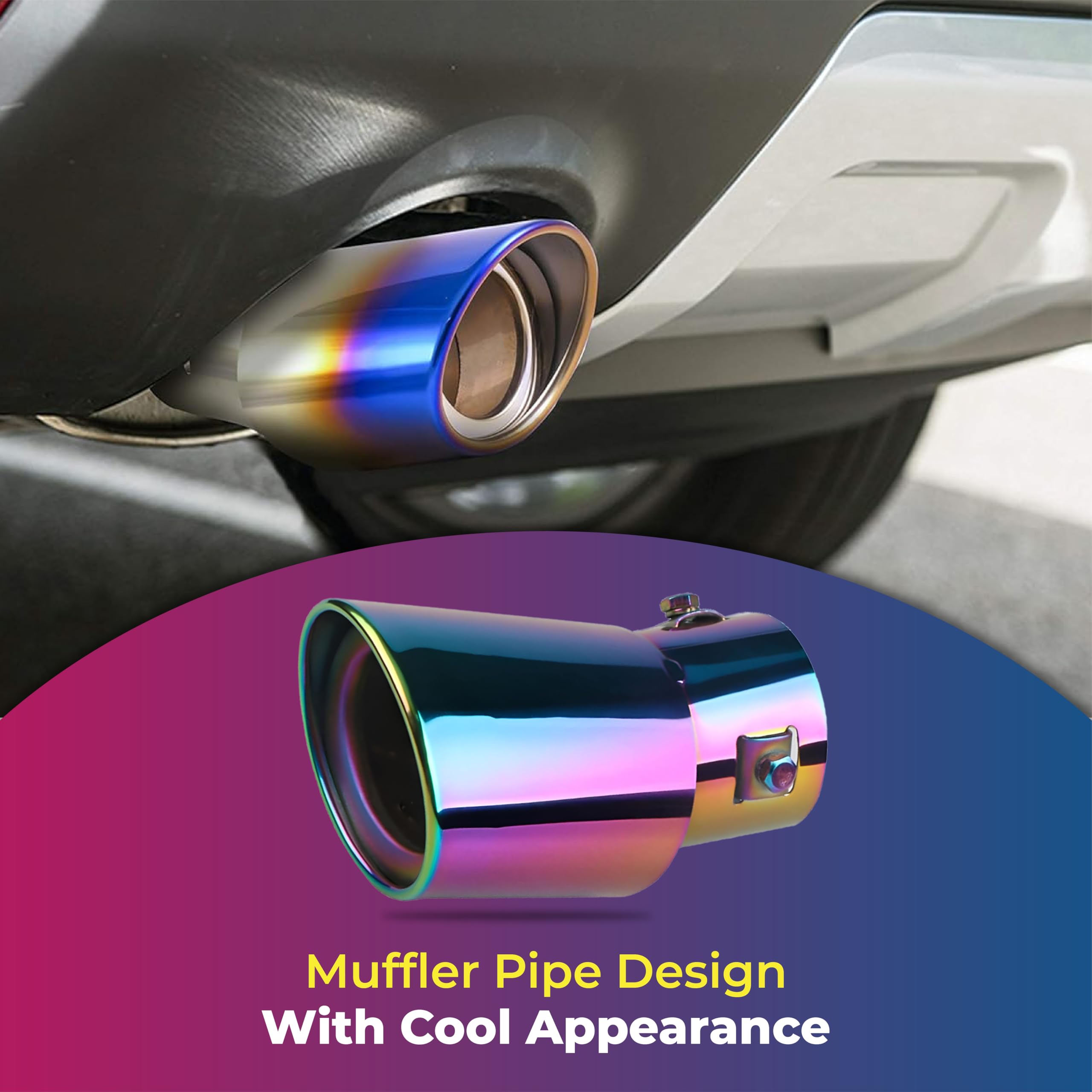Mikanix Stainless Steel Burnt-Look Oval Exhaust Tip Universal Muffler Silencer End Pipe with Fitting Kit, Anti-Rust Car Tail Pipe
