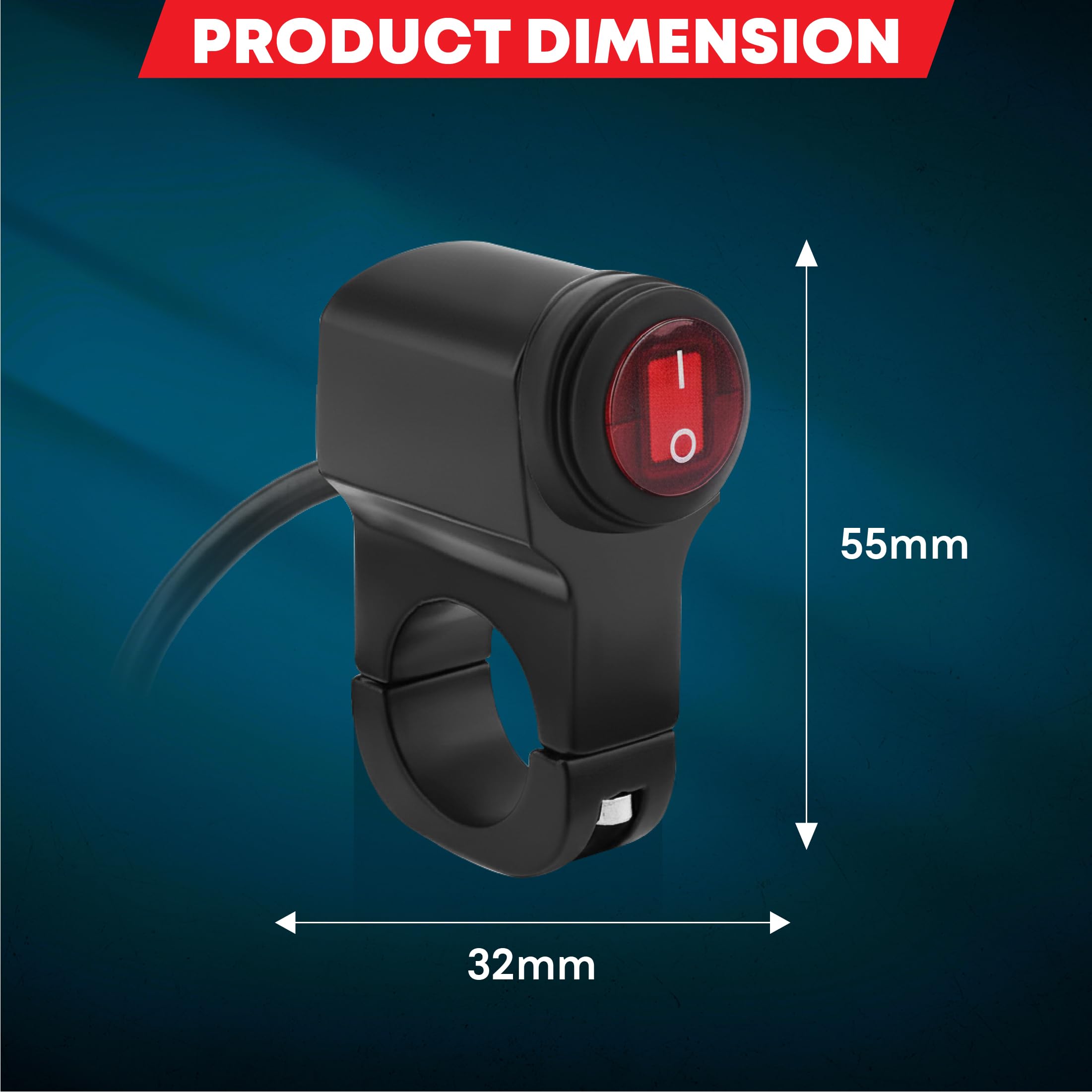 OBEROI'S TRADERS Motorbike All Purpose On/Off Switch with Cable for Fog Lights/Horn/Hazard Flasher Handle Bar Grip For Universal For Bike