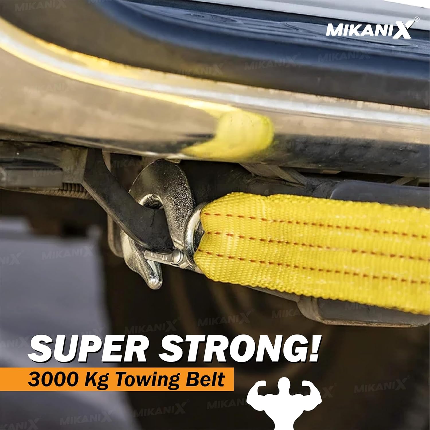 OBEROI'S TRADERS Heavy Duty Car Towing Strap Cable Belt Rope 5 Meter with Forged Hooks | Nylon, 3000 kg Pull Capacity