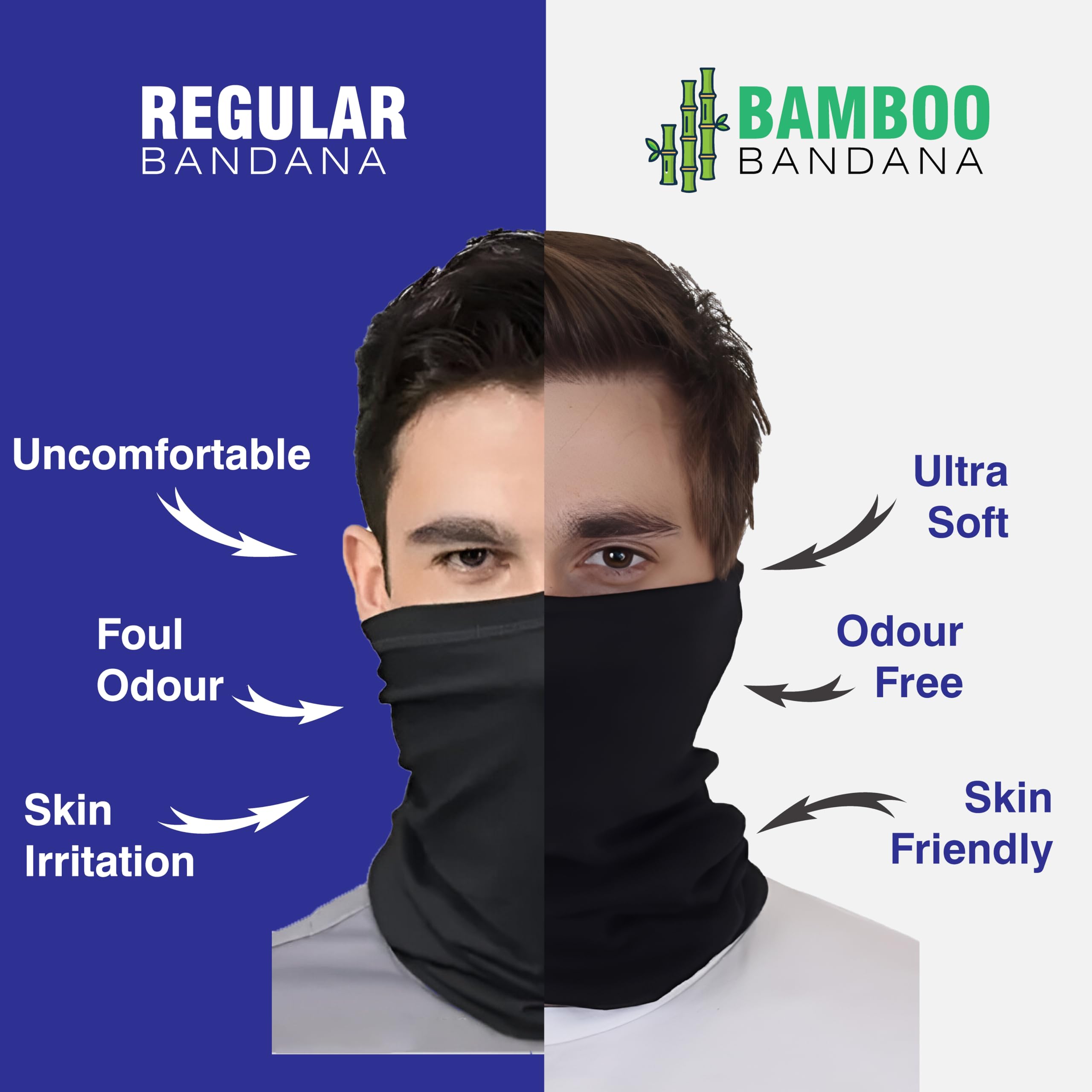 OBEROI'S TRADERS Unisex Bamboo Bandana | Face Mask | Head Wrap | Neck Scarf | Super Soft, Odour-free & Breathable Multipurpose Use Head, Face, Neck Cover Mask for Men and Women