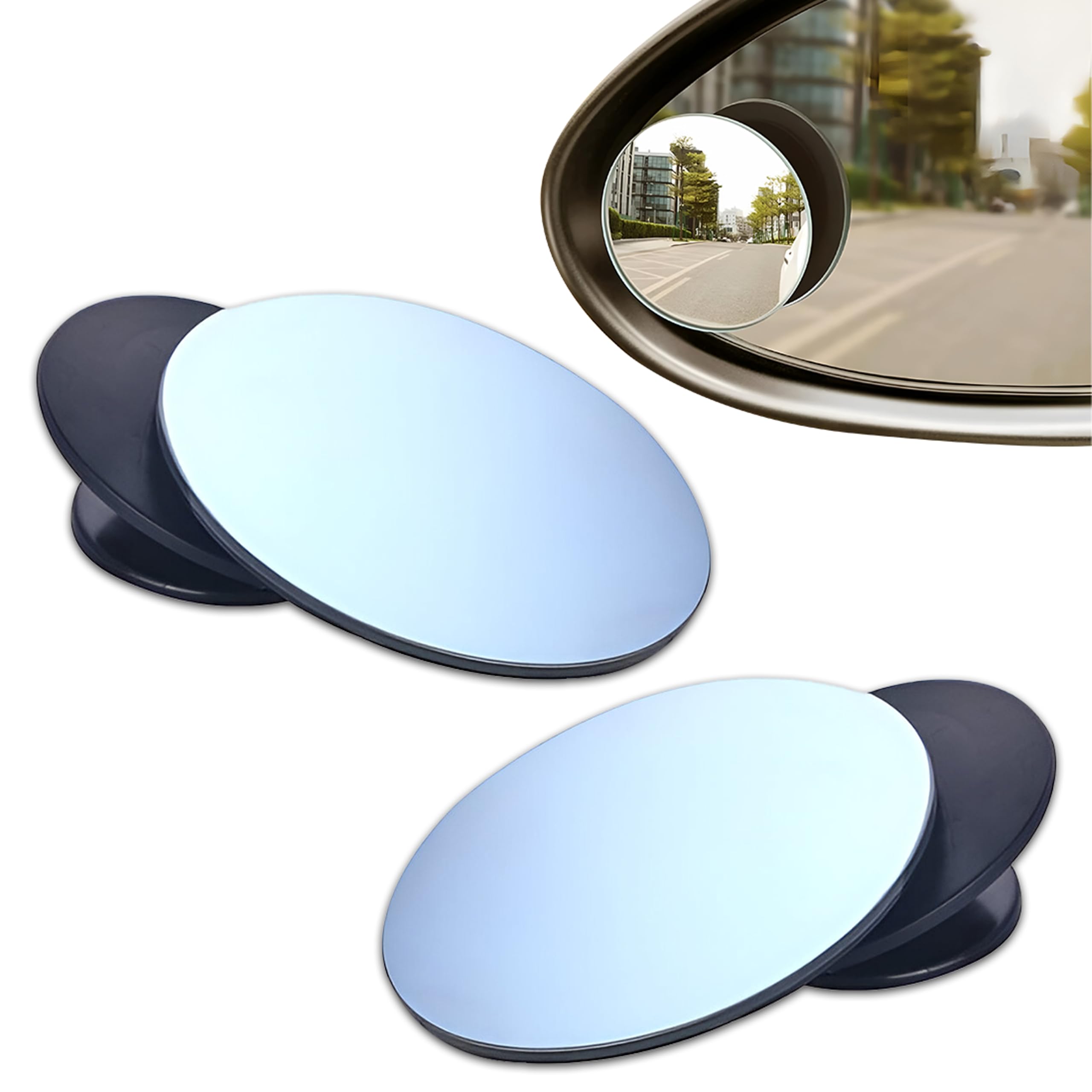 MIKANIX Car Blind Spot Mirror 360° Adjustable | HD Glass Round Convex Mirror for Side Rear View | Universal Fit for Cars, Trucks, Vans