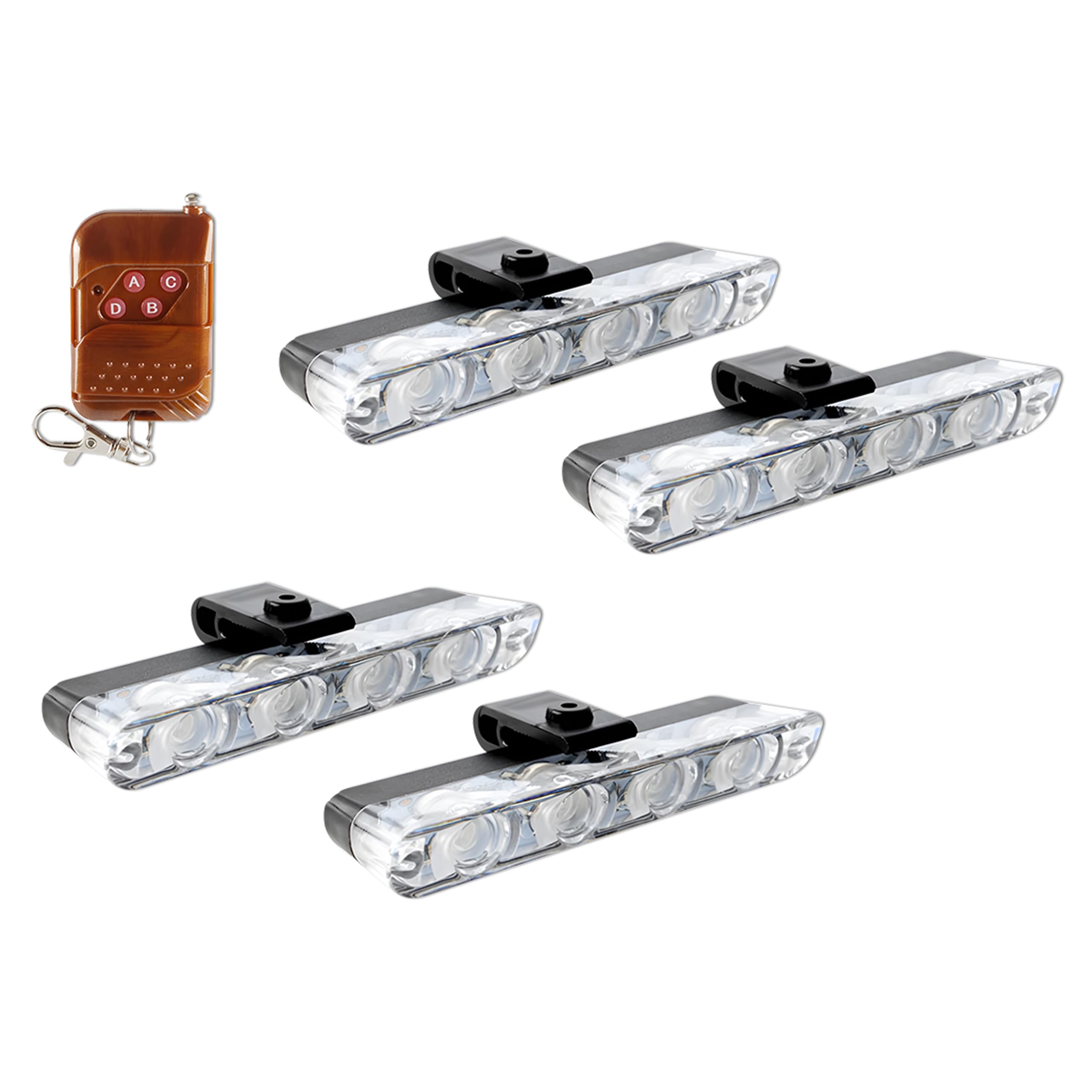 MIKANIX 4X4 Car Front Grill Police PCR LED Strobe Flashing Light With Wireless Remote | Emergency Warning Lamp for All Cars