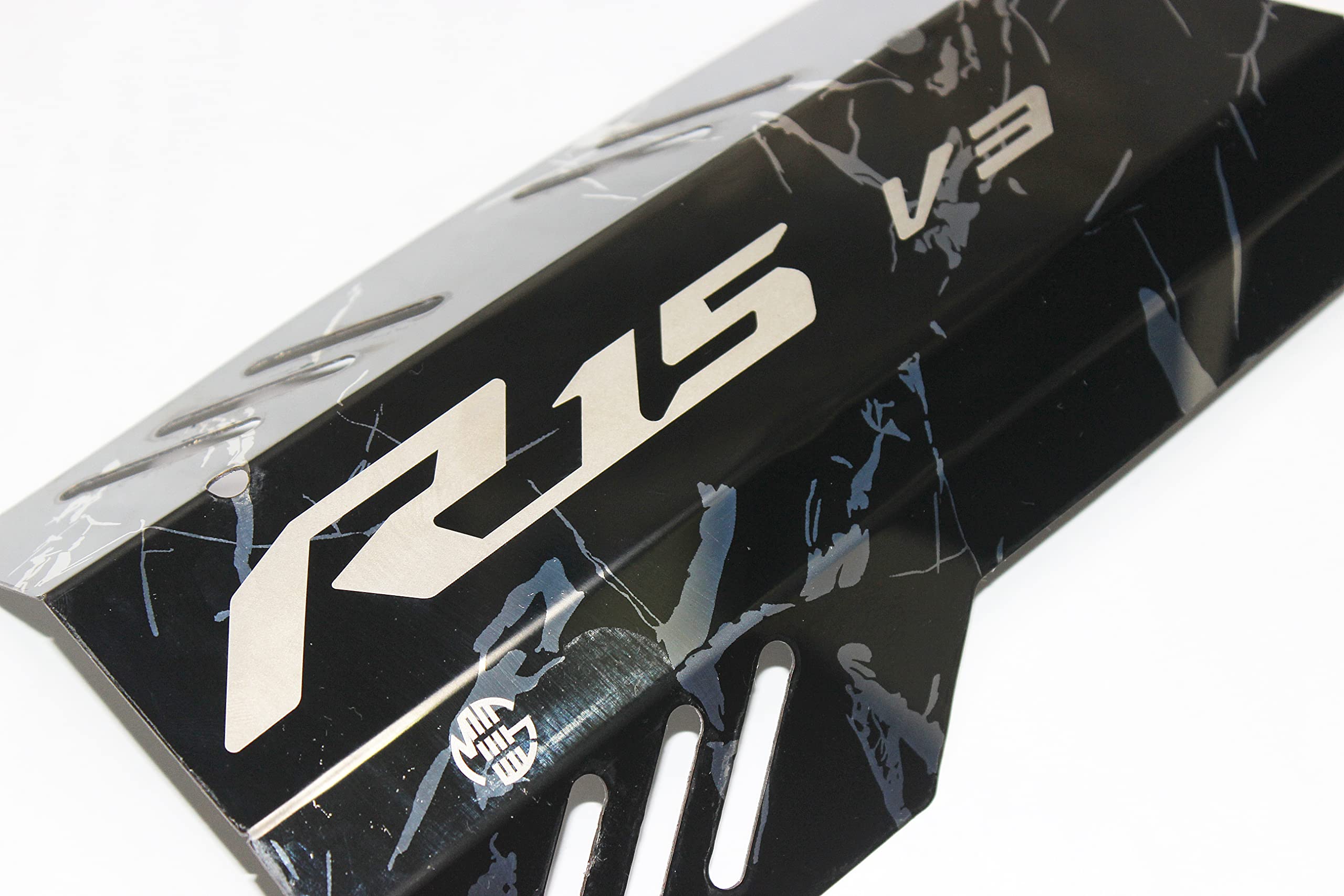 OBEROI'S TRADERS Premium R15 Exhaust Muffler Protector, Heat Shield Cover Guard, Anti-Scalding Cover fit Yamaha YZF R15 V3 Bike Exhaust Heat Shield (Strip Style)