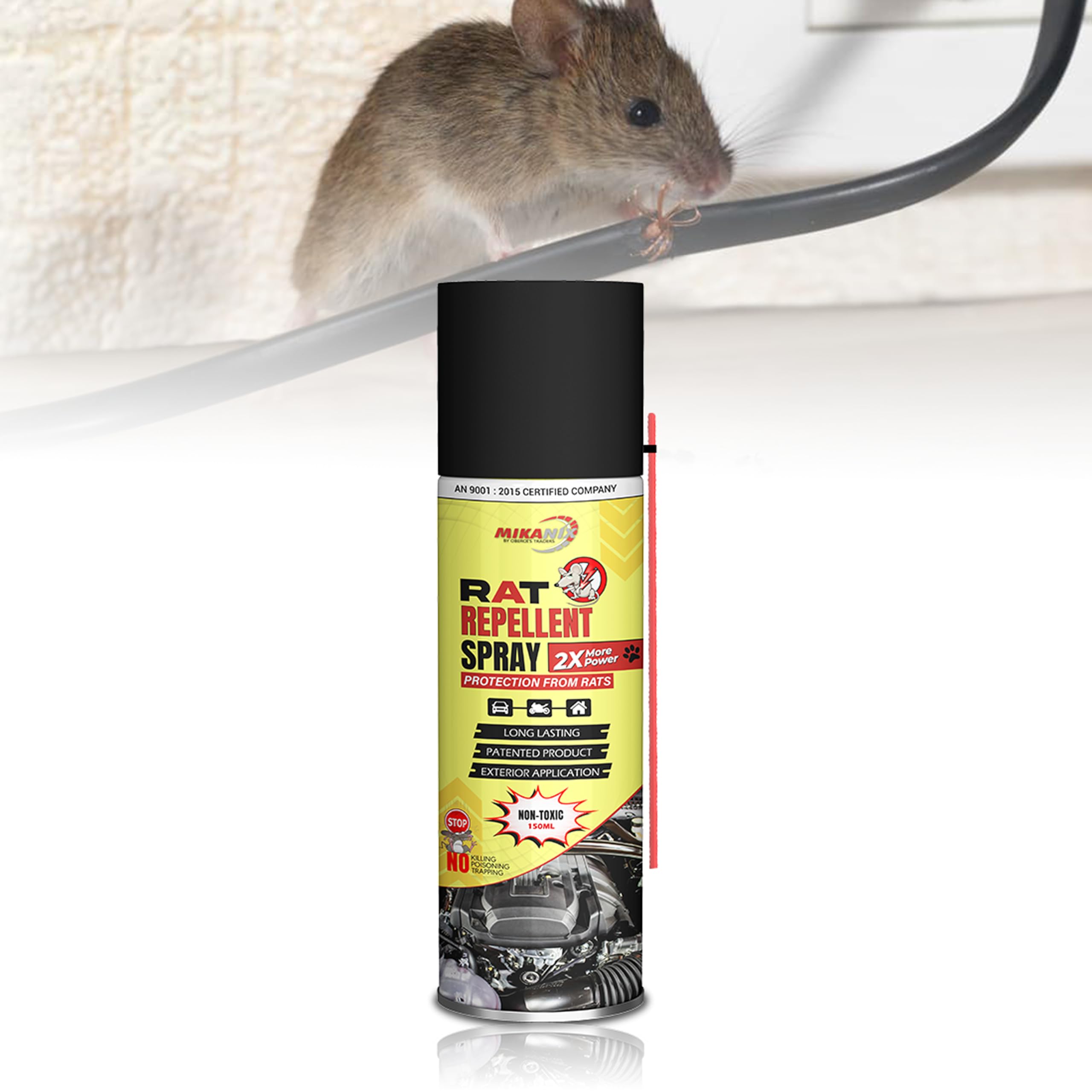 MIKANIX Rat Repellent Spray | Rodent Repellent For Home, Bike & Car | Protects Wires in Car, Bike and Home | For Storage Room | Engine Wiring & Home Wiring Protection (150 ML)