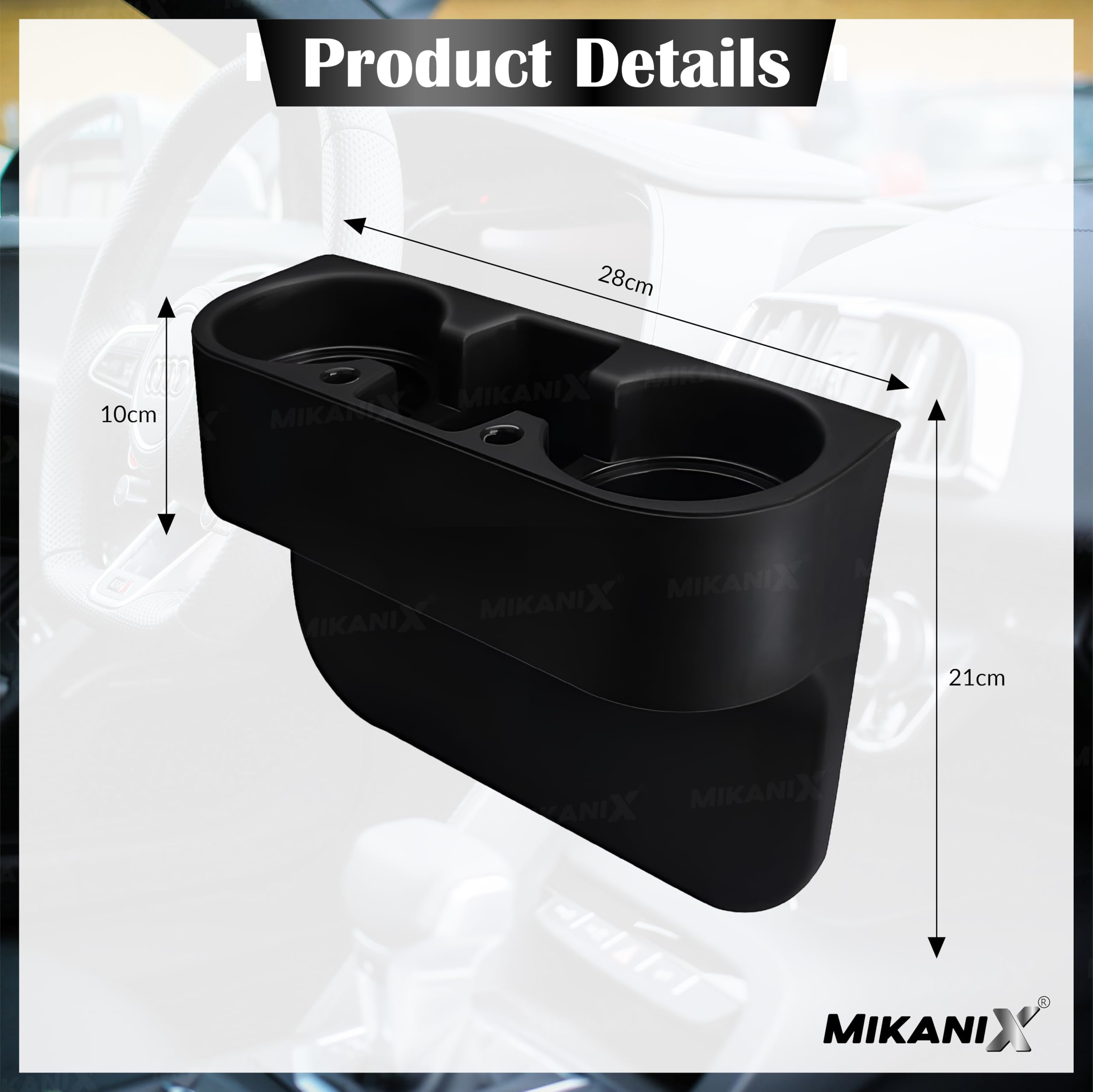 OBEROI'S TRADERS Combo of Car Seat Gap Cup Holder Organizer & Driver Seat Food Tray Universal for Car Interior Accessories for Drinks, Snacks, Mobile, Keys – Black