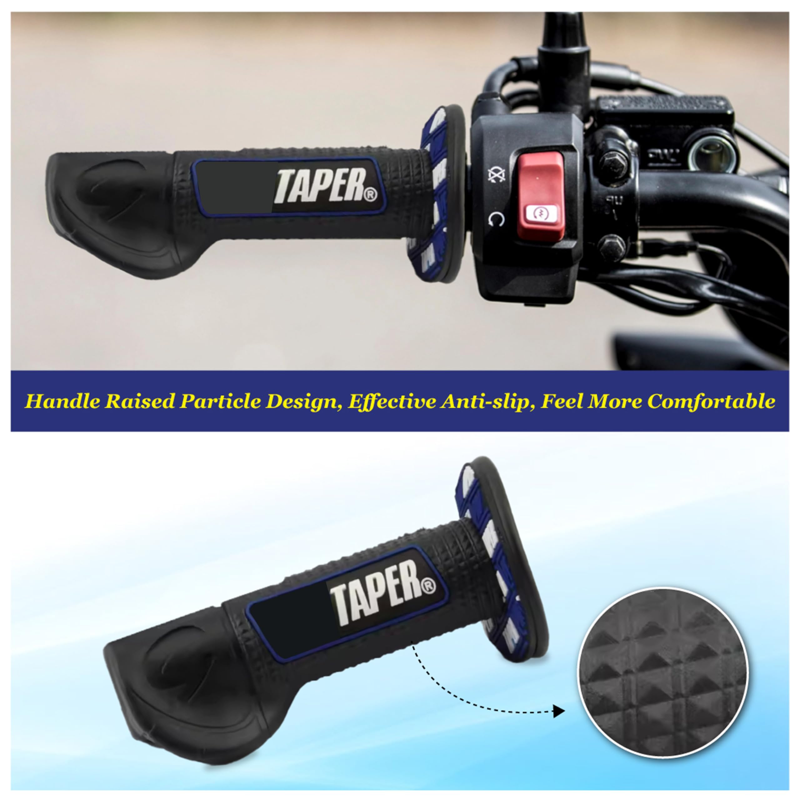 OBEROI'S TRADERS Universal Bike Handlebar Grip Cover with Palm Rest | Non-Slip Rubber Accelerator Grip for Motorcycles, Scooters, Scooty | Dotted Design for Better Control & Comfort