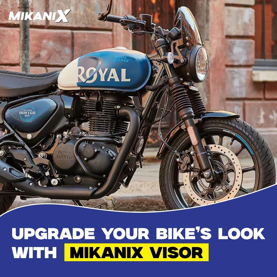 MIKANIX Hunter 350 Visor Glass | Unbreakable Headlight Bolt Visor | Windshield Protector| Wind Deflector for Bike Styling Fairing Kit