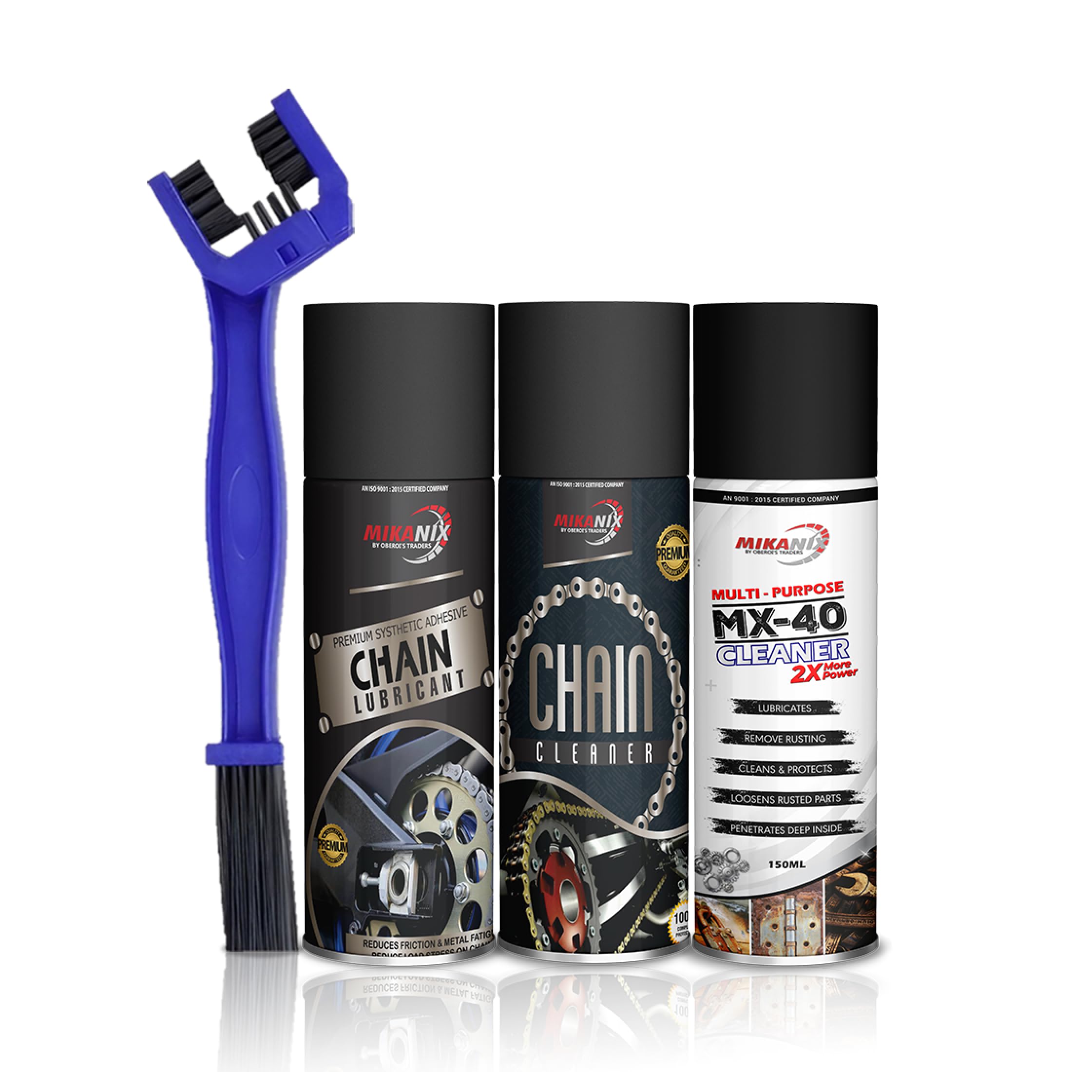 OBEROI'S TRADERS Combo Of Rust Remover Spray + Chain Cleaner + Chain Lube With Cleaning Brush | Cleans | Shines & Protects Chain | Remove Rust From Bike Chain, Tools & Household Items (450) ml