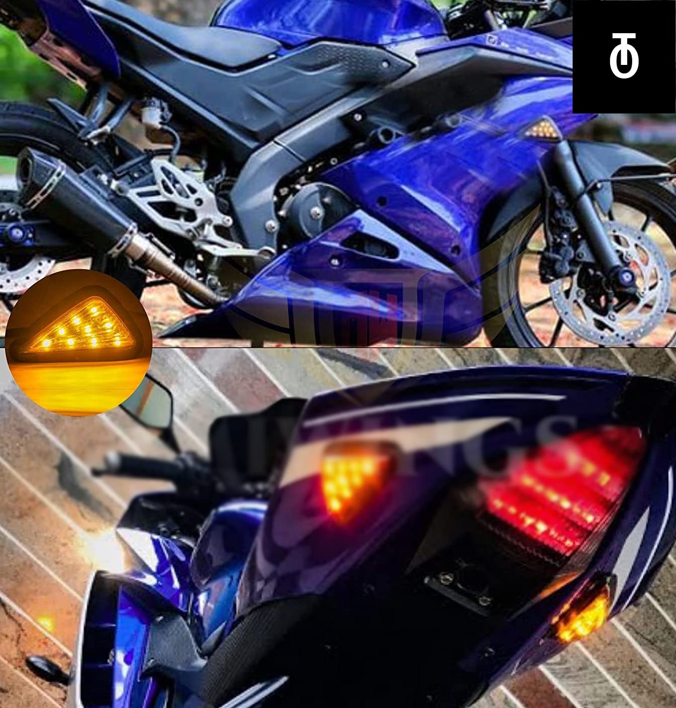 MIKANIX Universal Smoke Triangle Flush Mount LED Turn Signals Blinker/Indicator For All Bikes