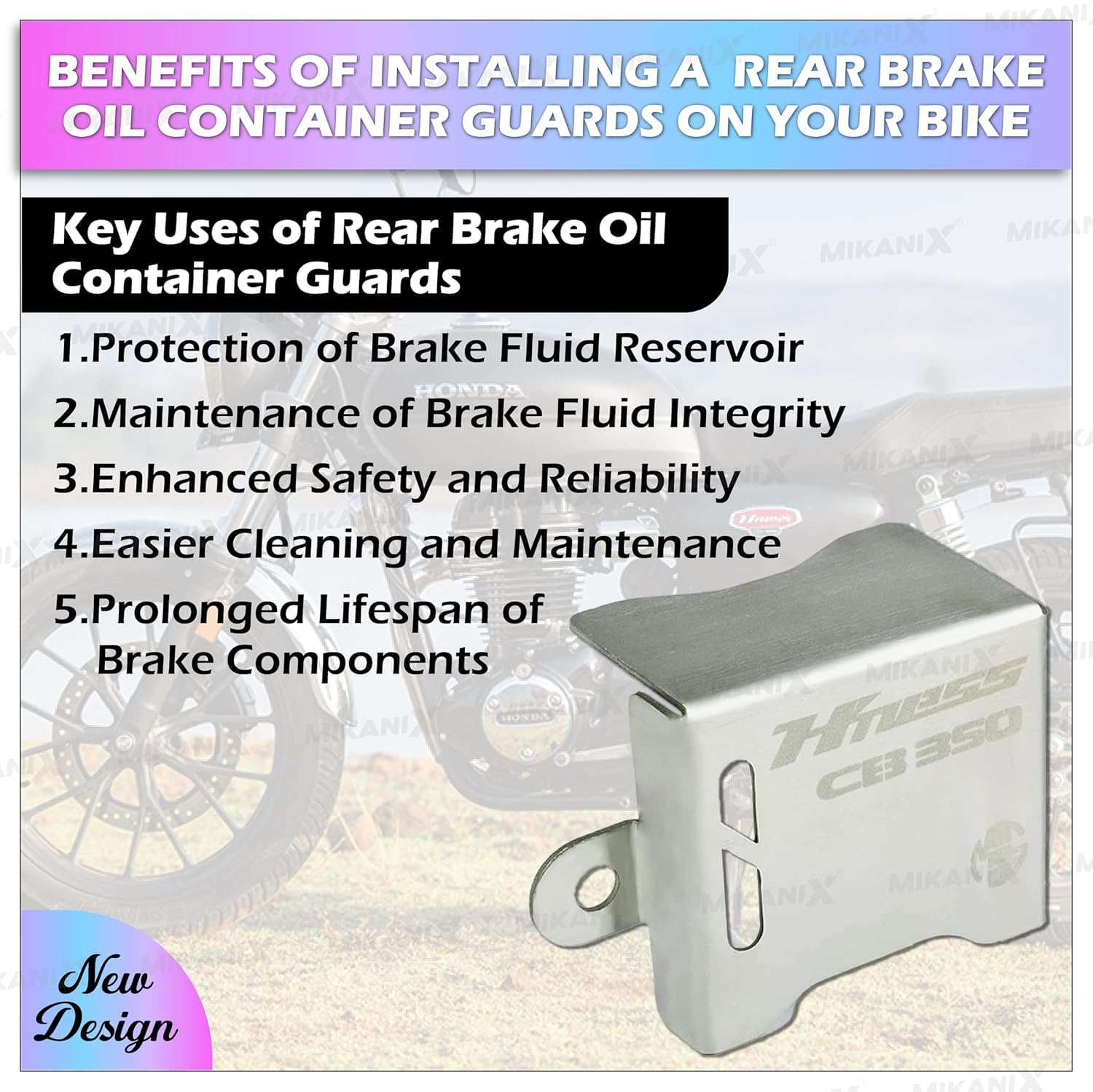 OBEROI'S TRADERS Rear Brake Oil Container Guard | Fluid Reservoir Cap Compatible With Hnees CB 350