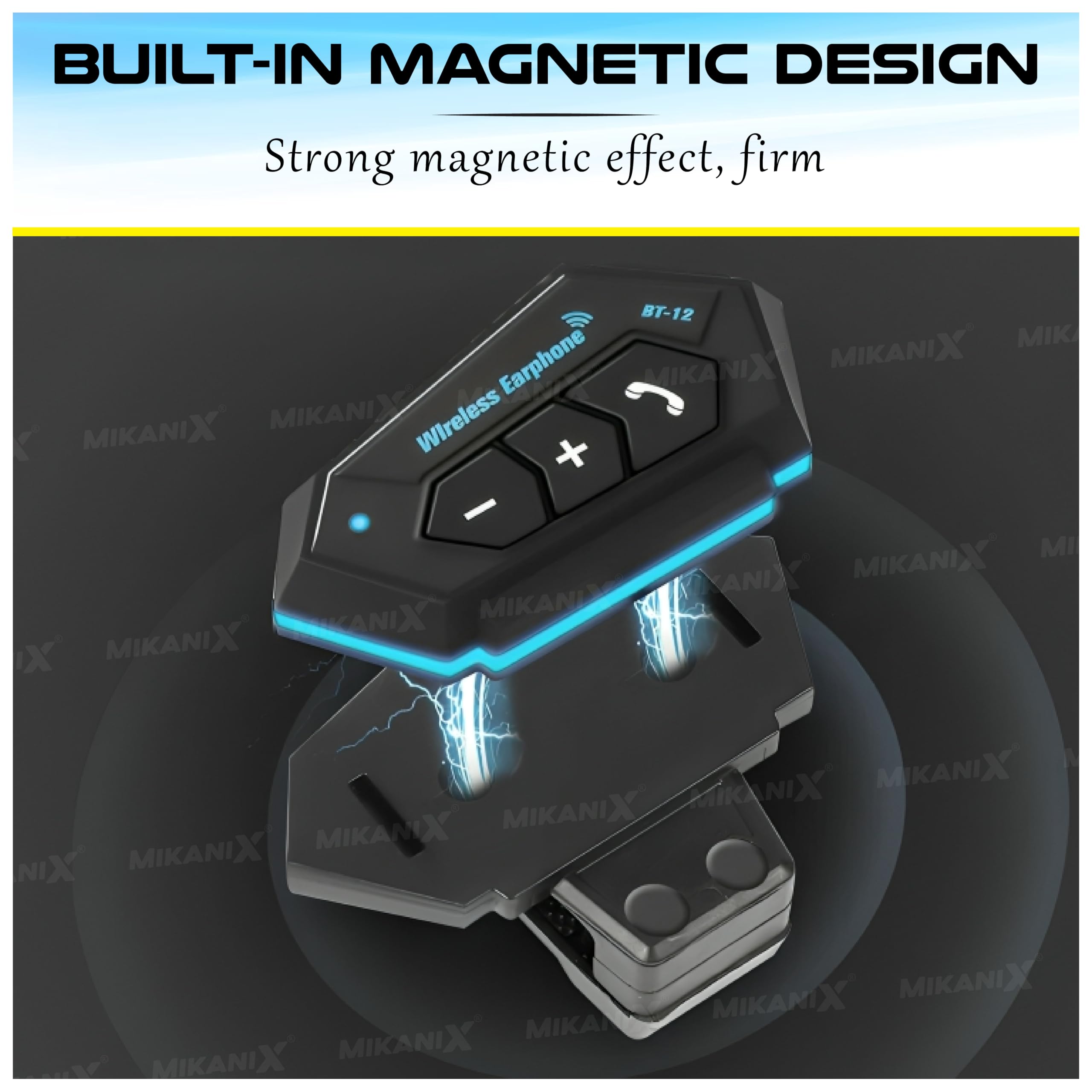 OBEROI'S TRADERS 6 Months Warranty Motorcycle Helmet On Ear Bluetooth Headphones Intercom|Hands-Free Headset|Dual Microphone|Calling & Music with Mic|Android & iOS Support Compatible with All Helmets