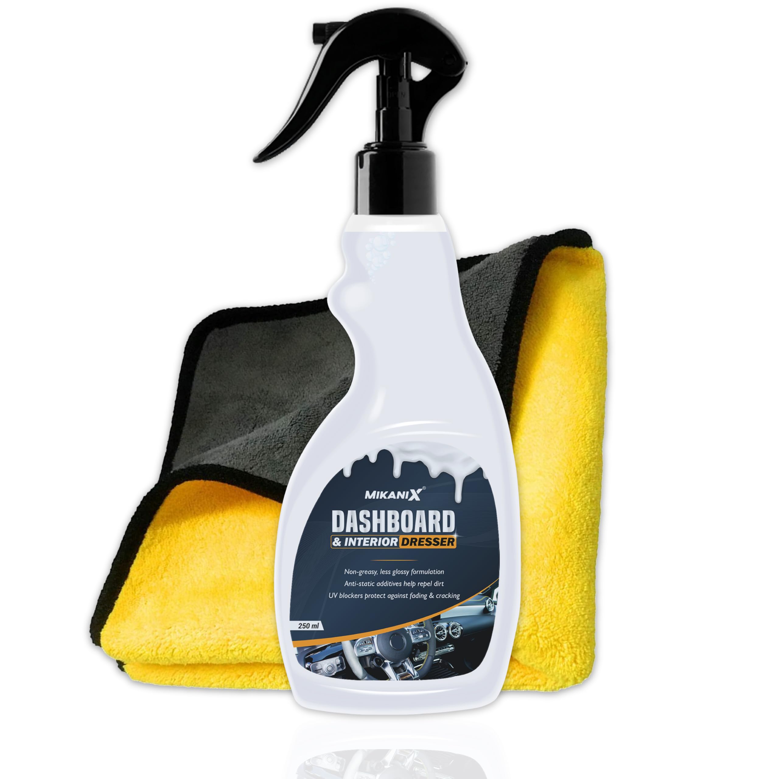 OBEROI'S TRADERS Car Dashboard Dresser & Interior Polish Spray with Microfiber Cloth To Restores Gloss and Shine