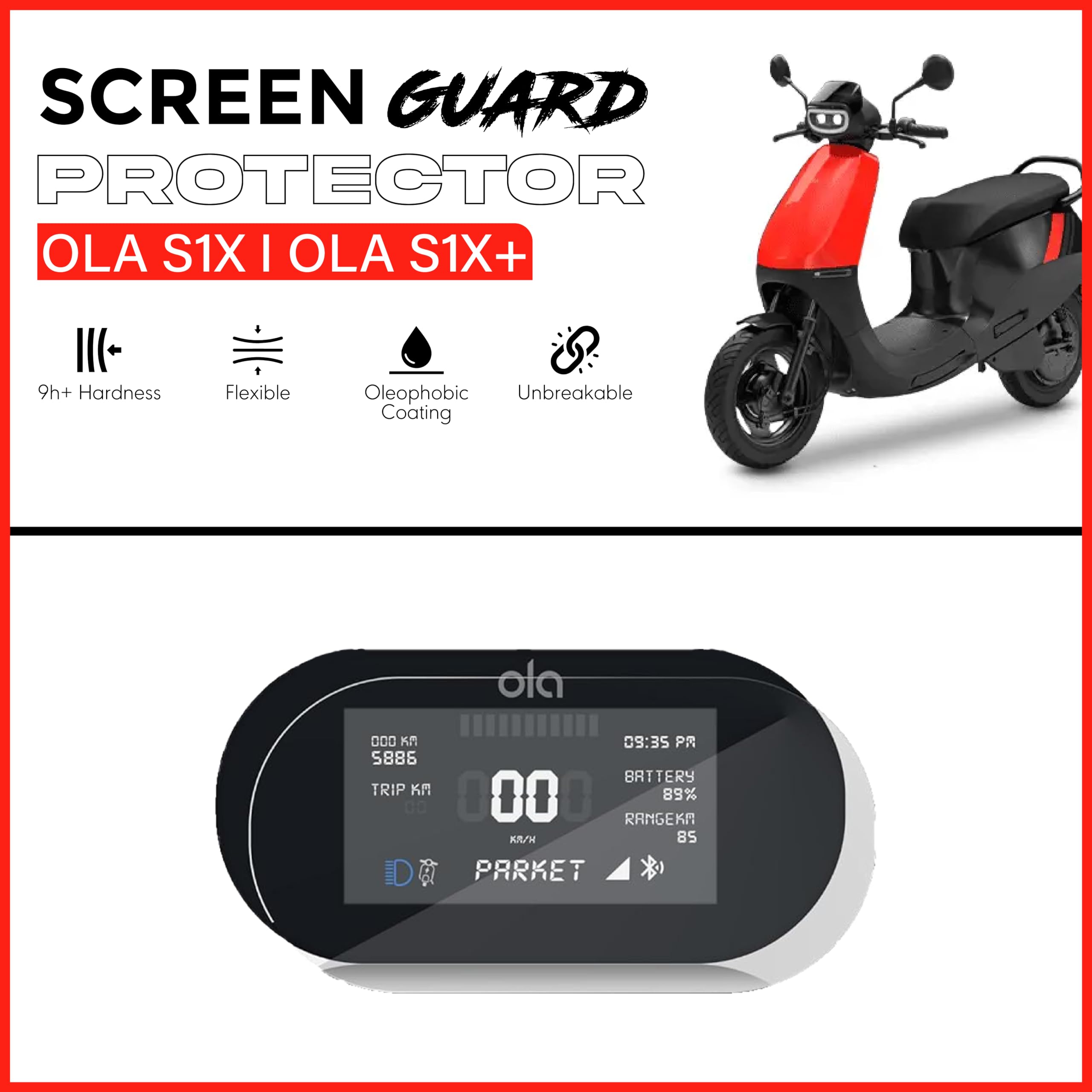 MIKANIX Ola S1x / Ola S1x Plus Electric Scooter Speedo Meter Display Screen Guard Tempered Anti Scratch Protector