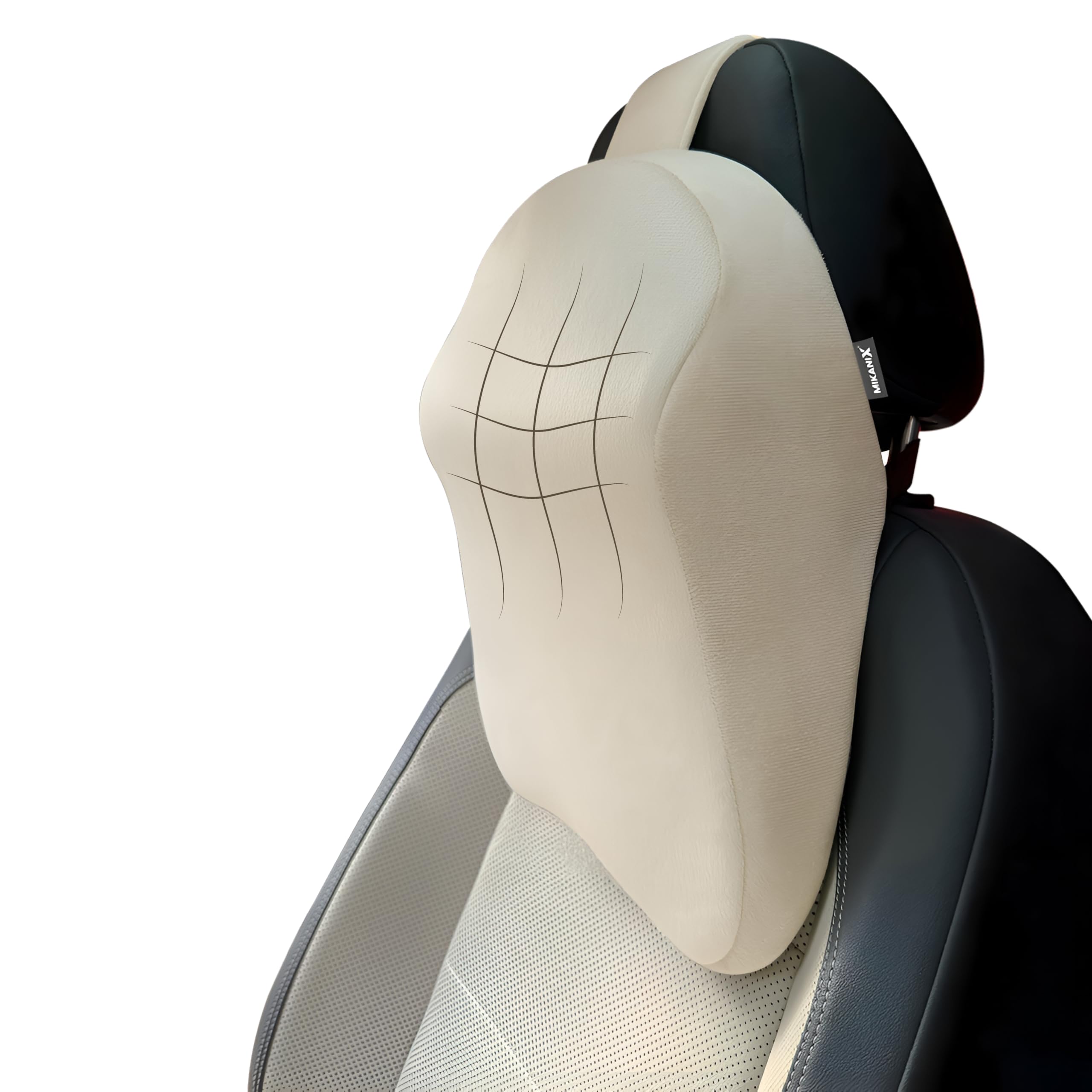 OBEROI'S TRADERS Car Neck Rest Pillow | Seat Cushion | 2 Years Warranty | Ultra Soft Memory Foam for Neck and Cervical Support to Relief Neck Pain & Reduced Tension (Velvet Beige (Pack of 1))