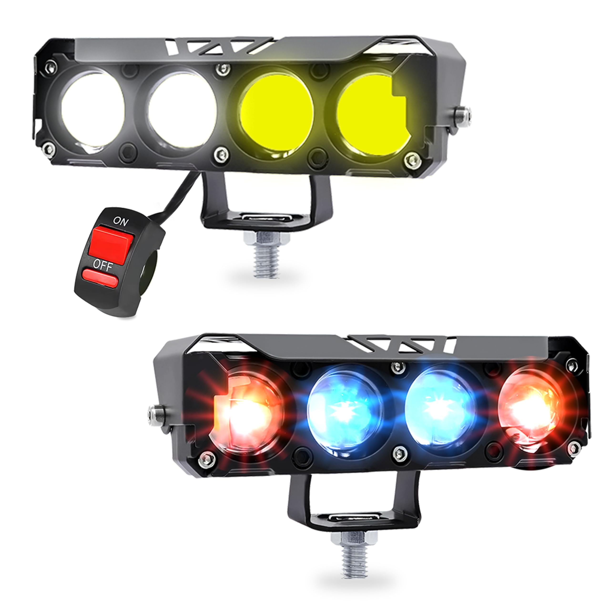 MIKANIX 1 YEAR WARRANTY Super Bright 4 LED Fog Light I 5 Mode Changing Light With Flashing & PCR Mode I High/Low Beam I Aluminium Body Universal Fit for Motercycle & Car