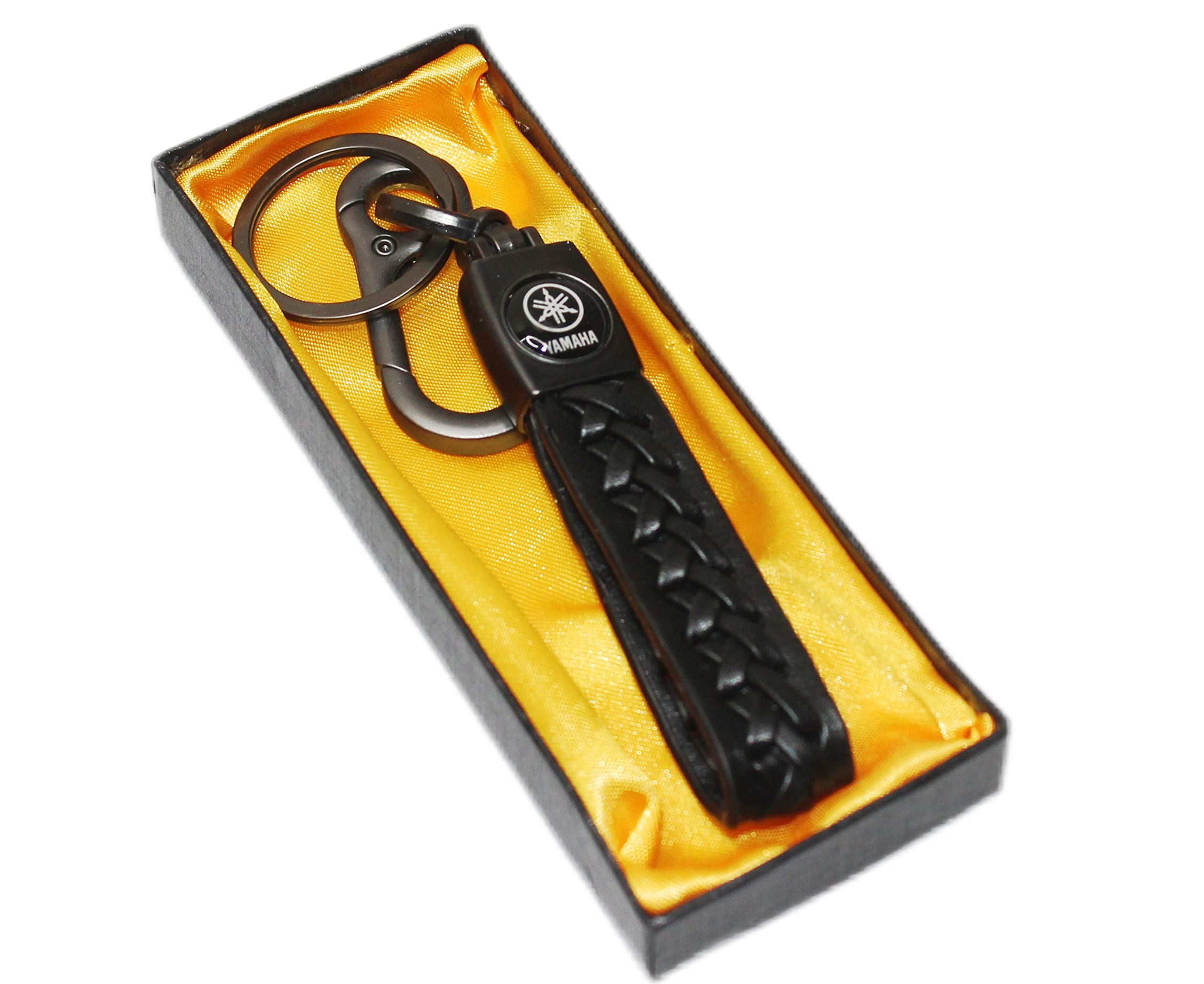 OBEROI'S TRADERS Premium Criss Cross Design Anti-Rust Metal Key Chain / Key Ring With Locking Hook Suitable For Yamaha All Bikes