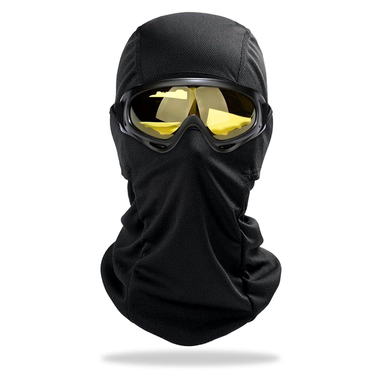 BRXR Full Face Motorcycle Balaclava with UV-Protective Goggles I Windproof, Dustproof, Breathable Mask for Biking, Riding, Skiing & Outdoor Adventures (YELLOW)
