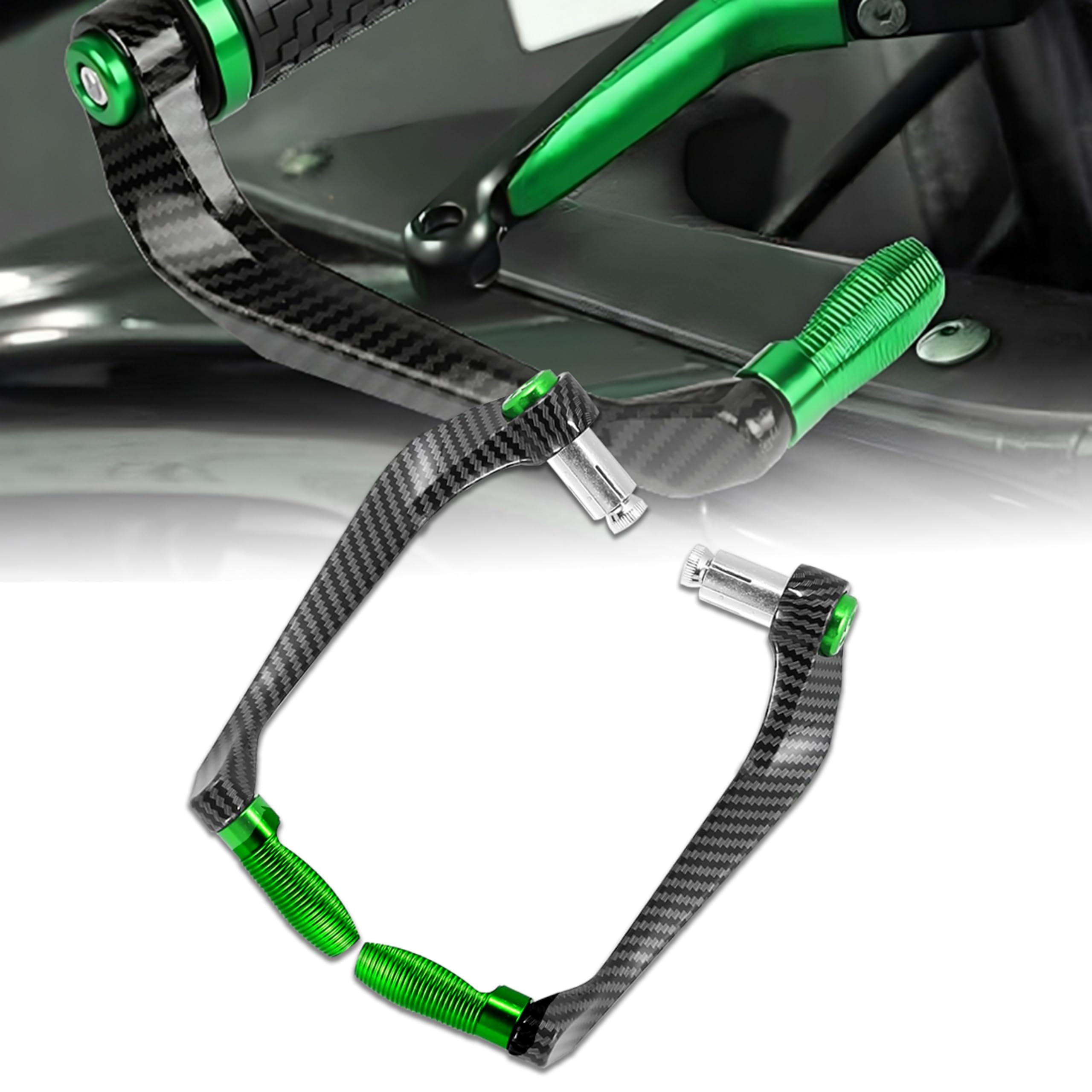 OBEROI'S TRADERS Carbon Finish CNC Aluminum Universal Motorcycle Lever Guard | Handle Bar End Brake Clutch Lever Protective Guards | Hand Guards for All Bikes
