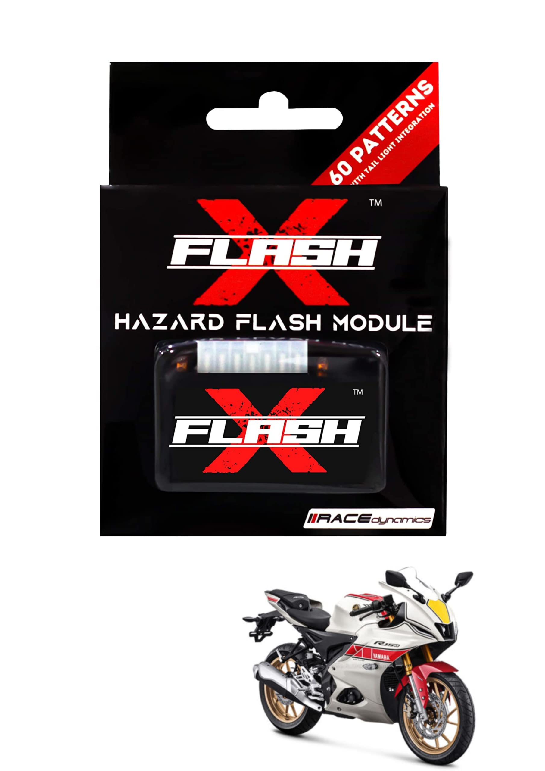 MIKANIX R15 V4 / M Front, Rear Indicator Flasher/Blinker Hazard Flash X Module with 60 Patterns Compatible with Yamaha R15 V4 / M