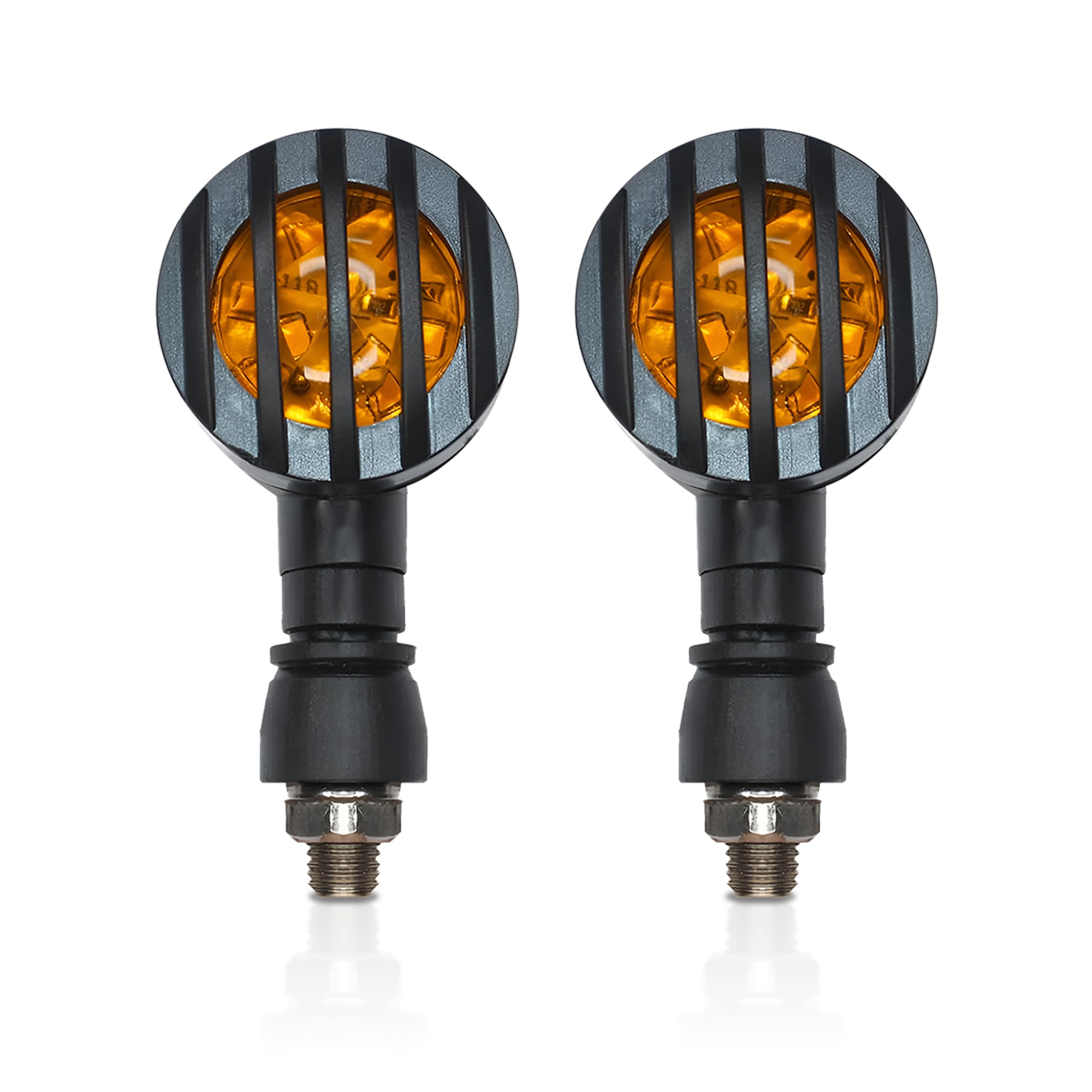 MIKANIX Dual Side LED Indicators for Bike & Motorcycle | Front & Back Glow | Stylish Amber Turn Signal Light | Waterproof, Grill Design | Universal Fit for All Bikes & Scooty