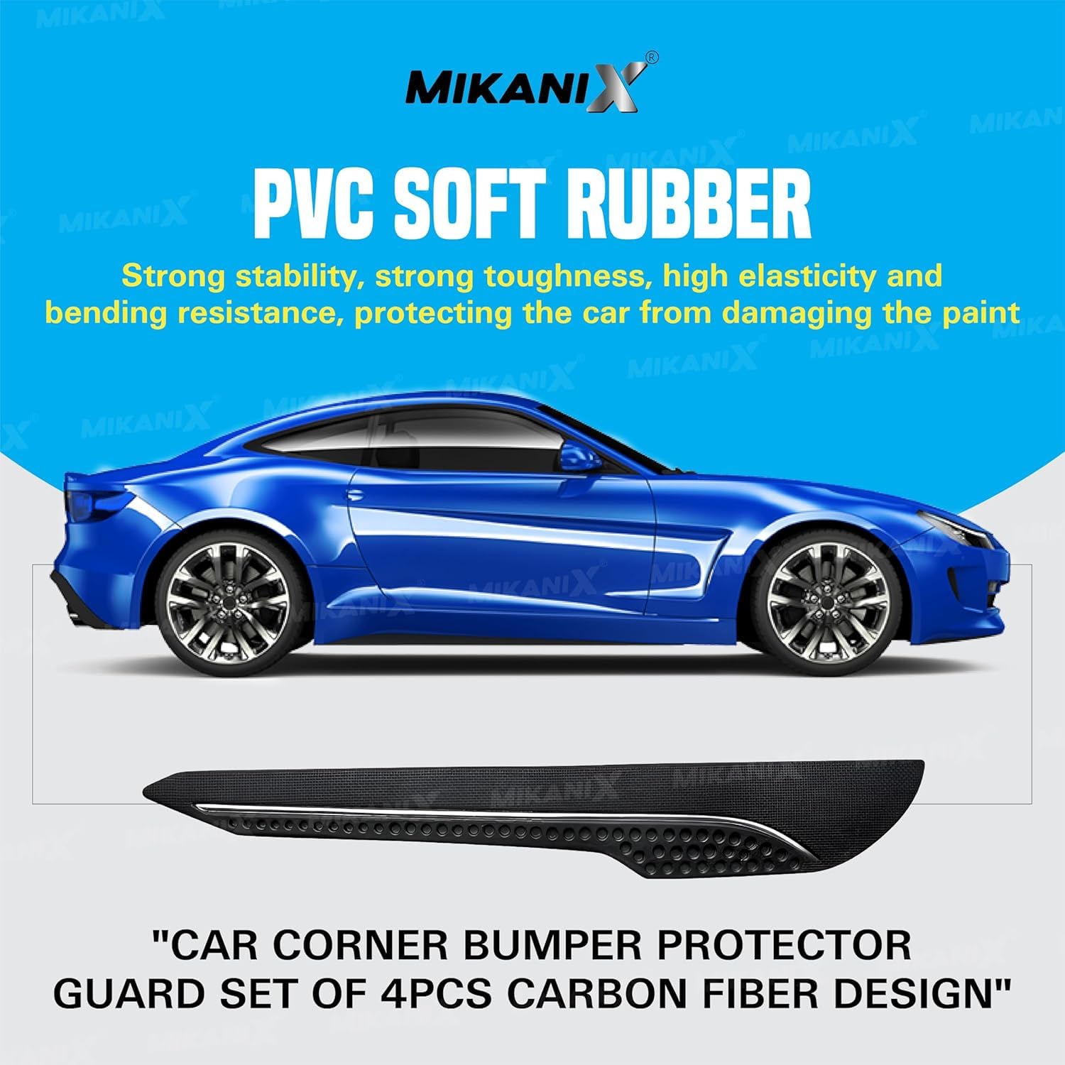 MIKANIX Car Bumper Protector/Guard Strap Anti-Scratch, Shockproof & Stylish Guard Universal for All Car Pack of 4