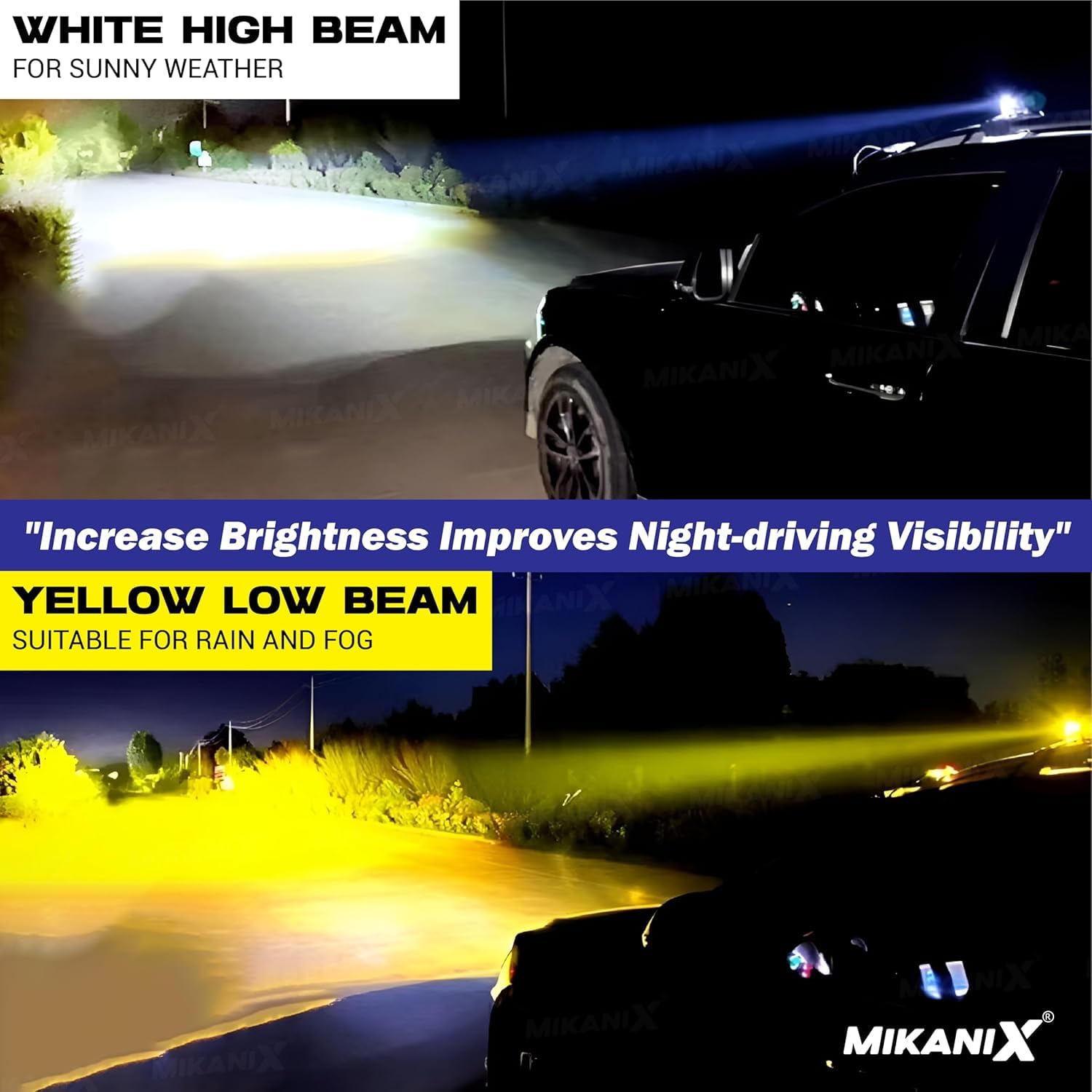 MIKANIX Swift Car Mini Drive LED Double Color Auxiliary Light With Cooling Fan, Dash Light, Fog Lamp Car Xenon for Maruti Suzuki