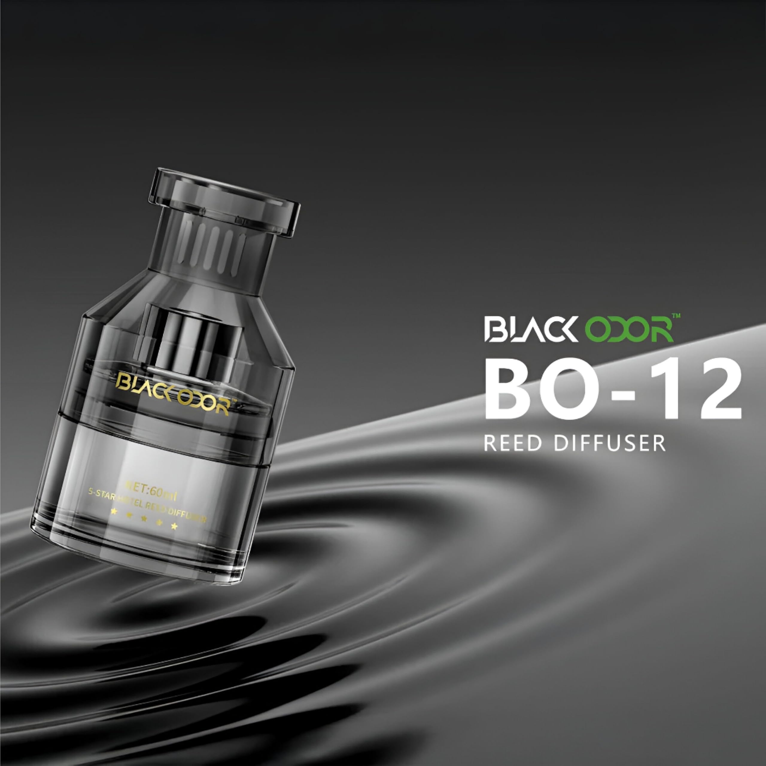 MIKANIX Black Odor Reed Diffuser 60ml | Luxury 5-Star Hotel Fragrance | Home, Bedroom & Car Air Freshener (BO-12)