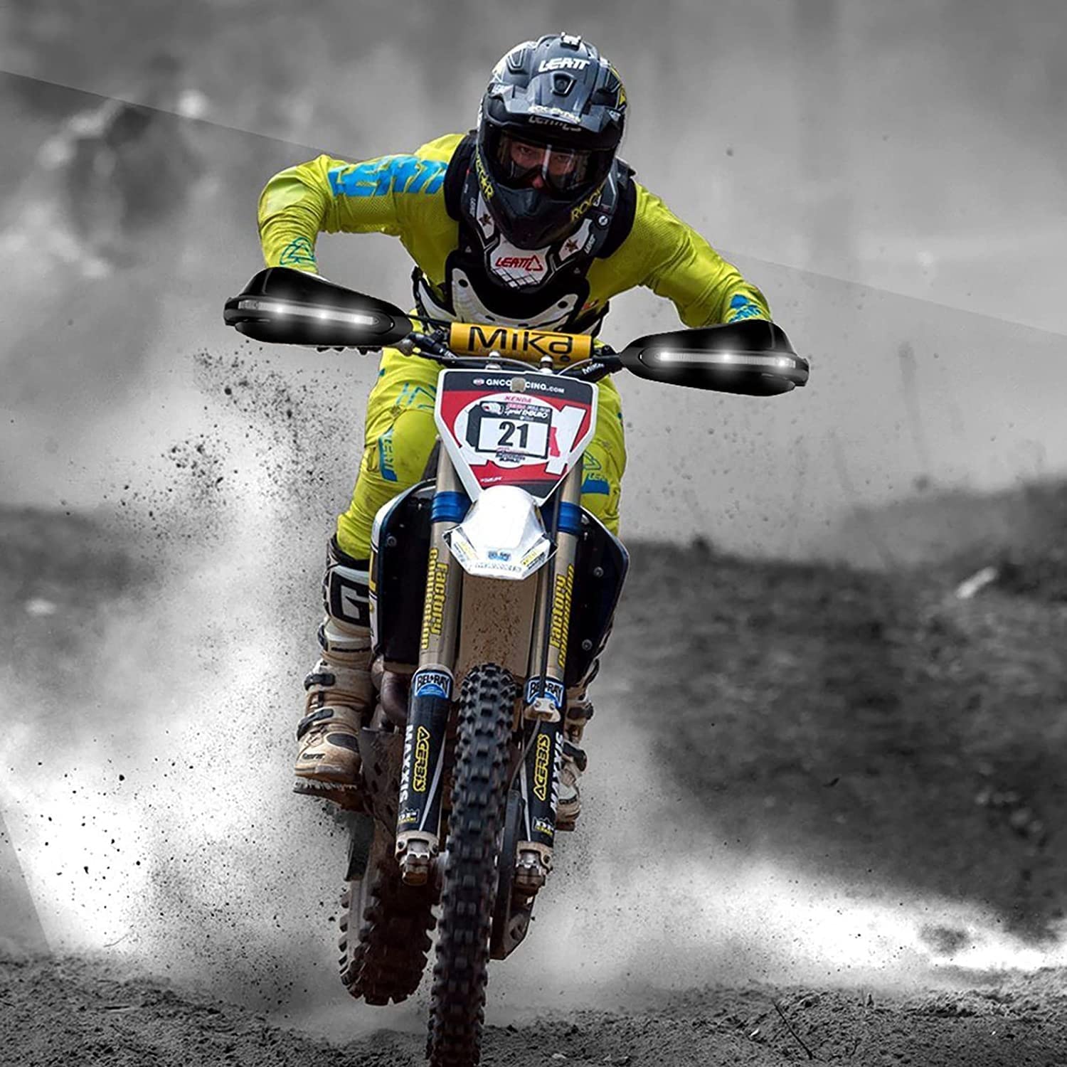 MIKANIX Universal Motorcycle Hand Guard/Brake, Clutch Lever Guard/Wind Deflector with Drl Led Light for All Bikes