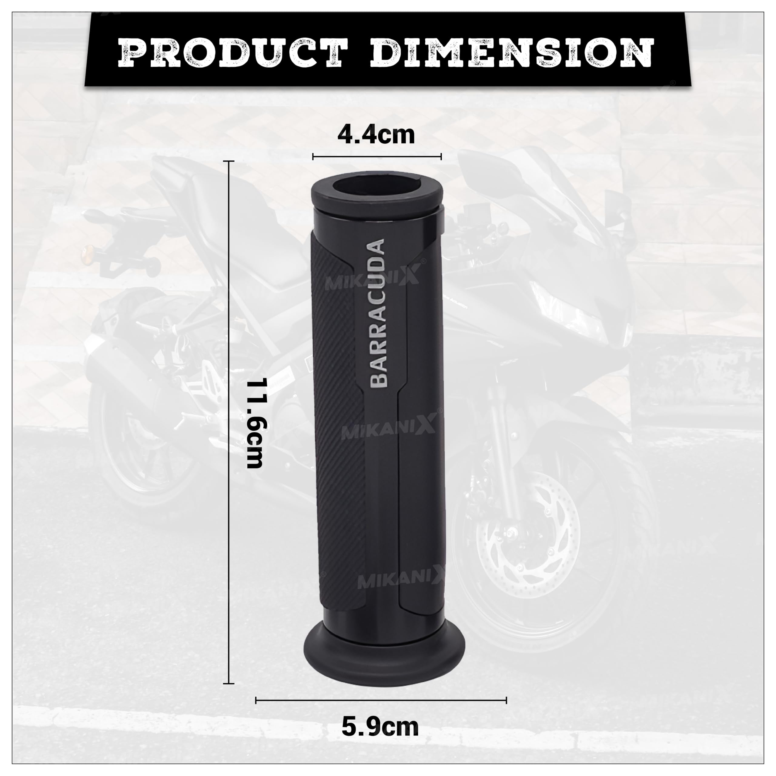 MIKANIX Barracuda Handle Grip with Metal Handlebar Ends with Aluminum Insert for Bikes Handle Bar Grip Universal for Bike (Pack of 2)