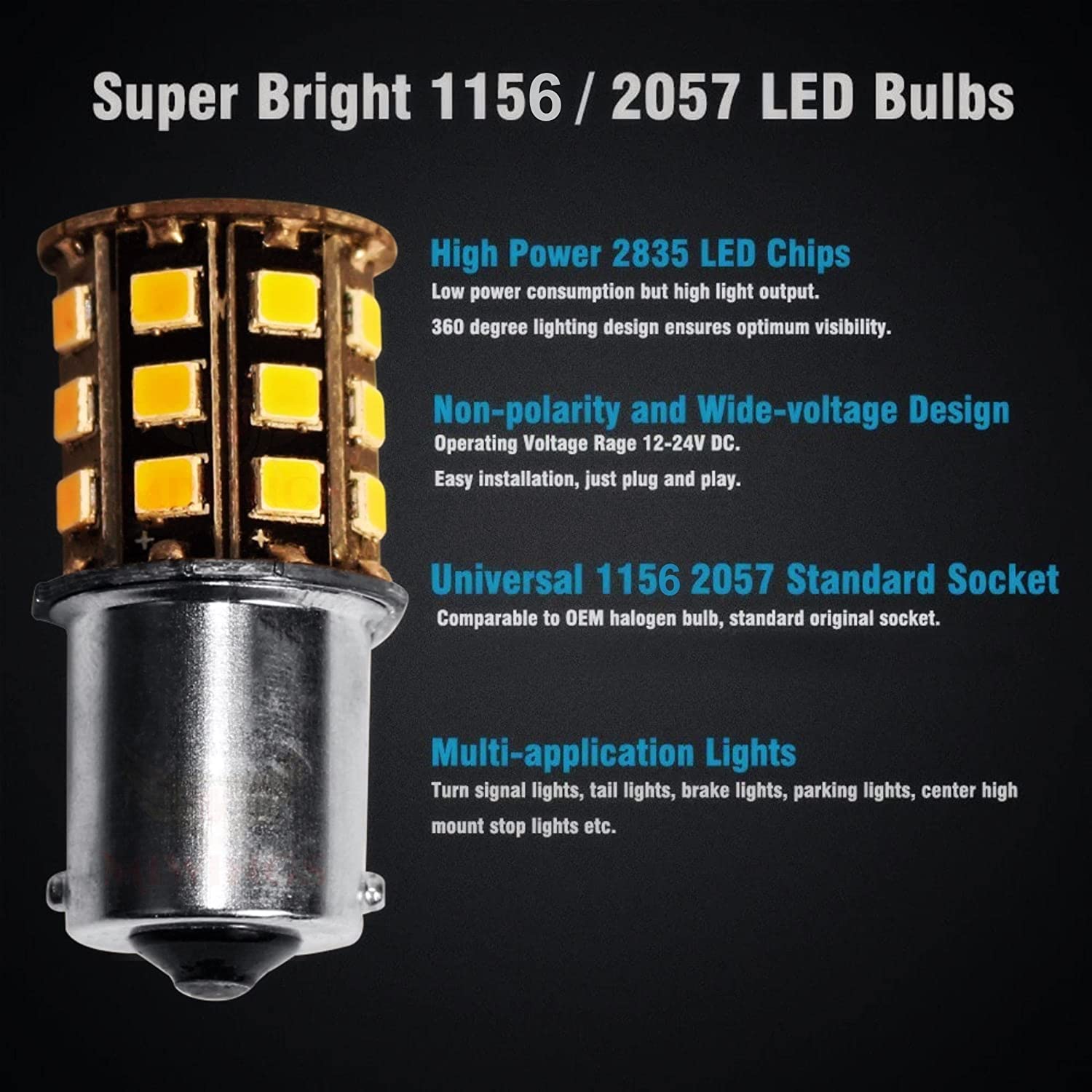 MIKANIX Super Bright 360° Reflecting LED Indicator Light Bulbs Set Of 4